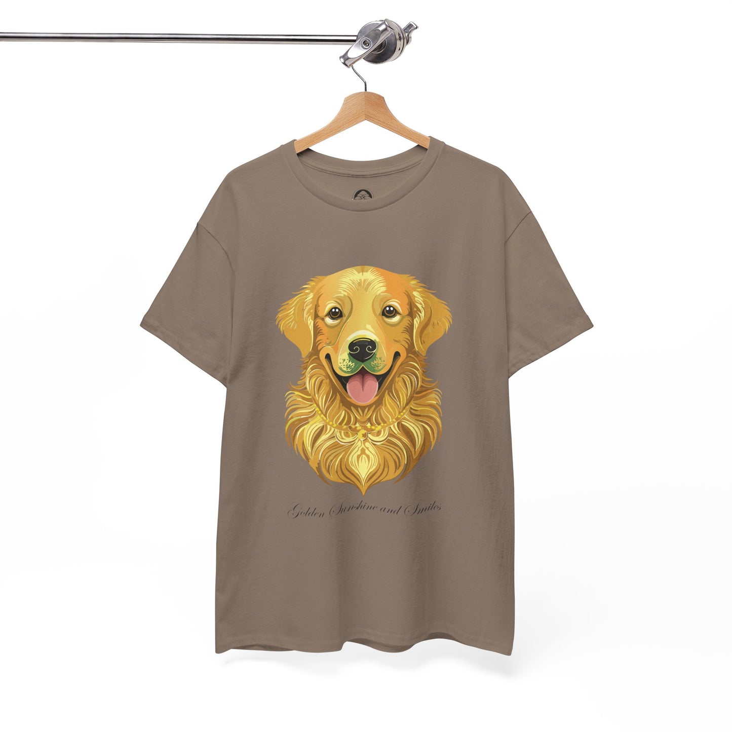 Golden Retriever - Camiseta unisex de algodón grueso con sol y sonrisas doradas