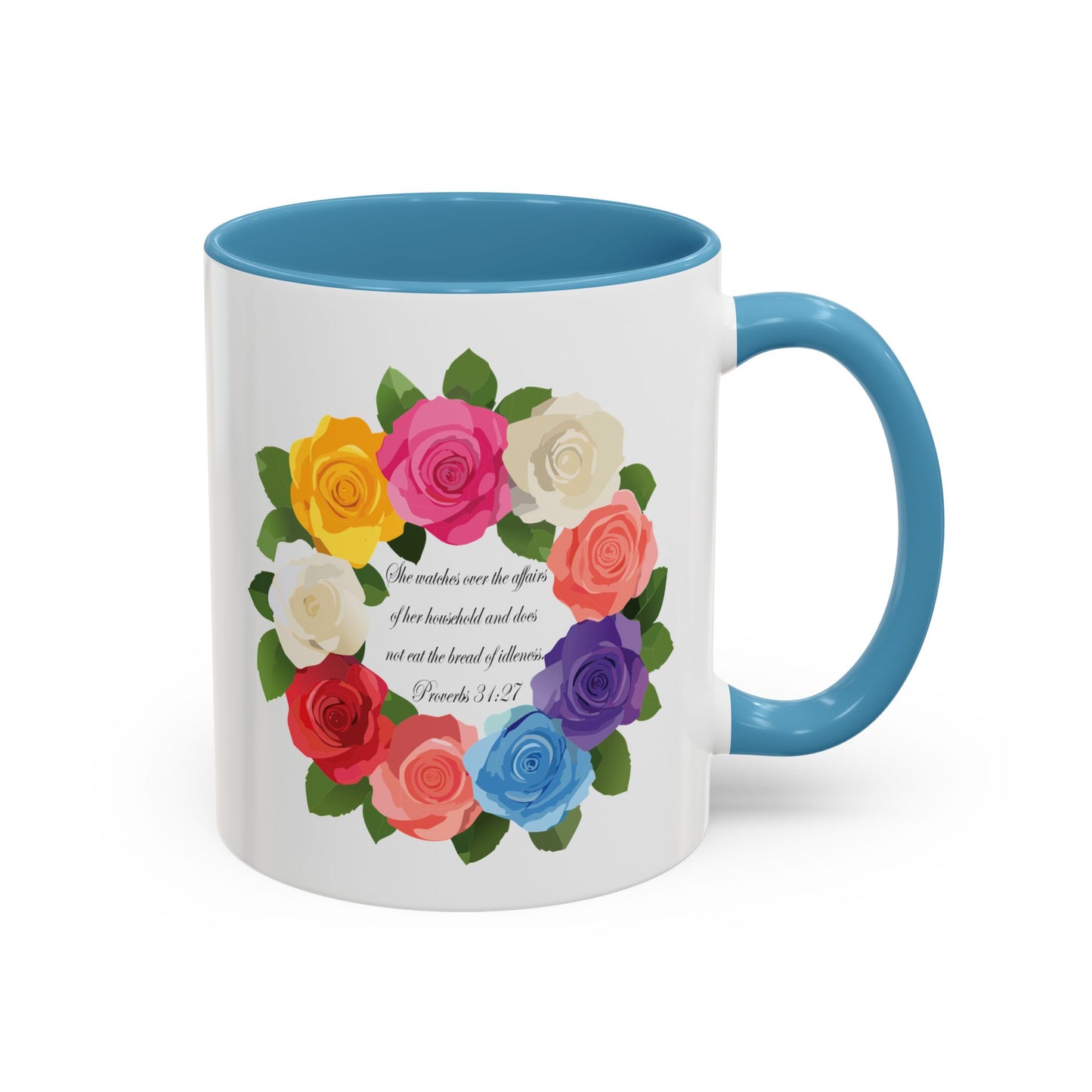 Inspirational Floral Coffee Mug for Mom- Proverbs 31:27