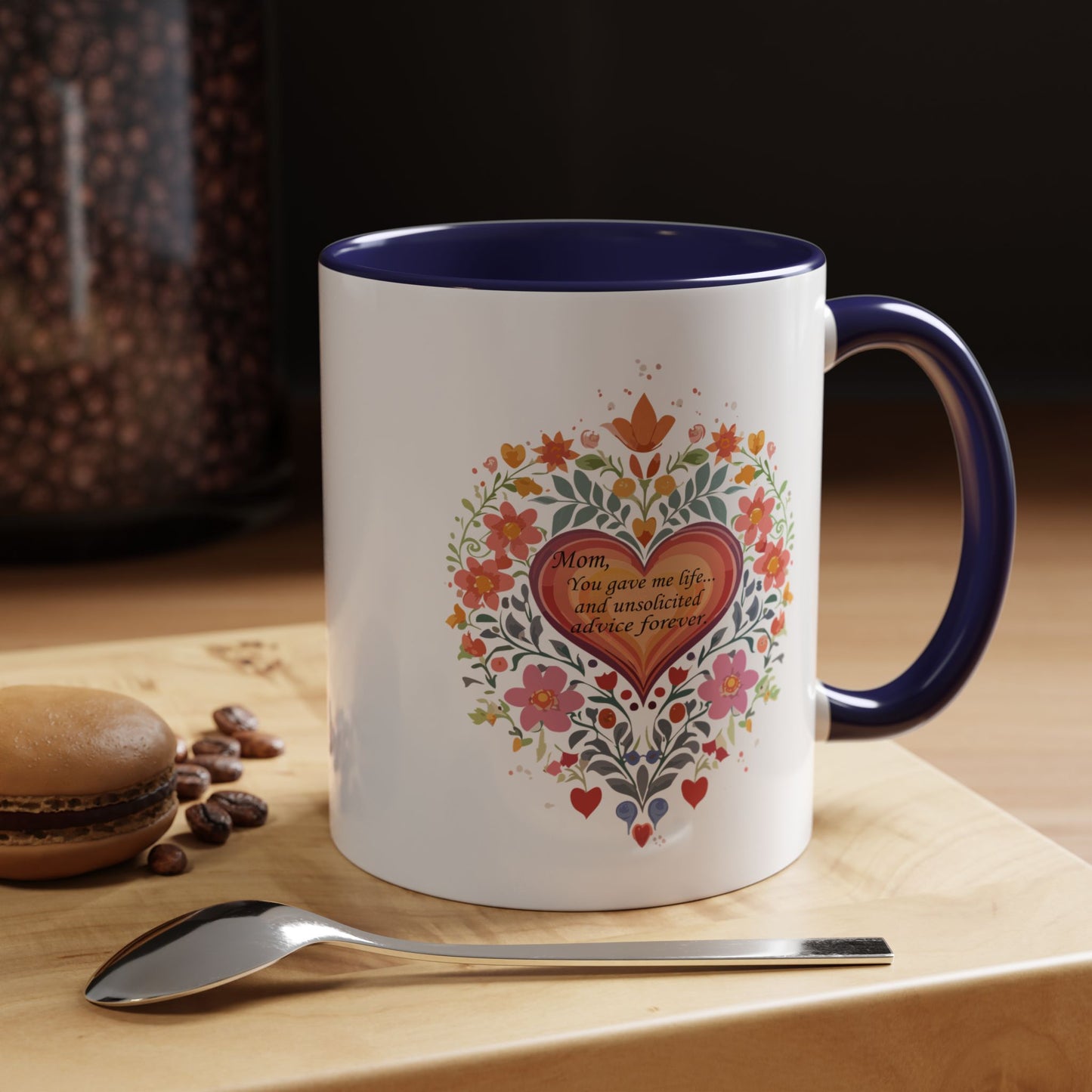 Mom Appreciation Heart Coffee Mug | Floral Design | 11 & 15oz Accent Mug