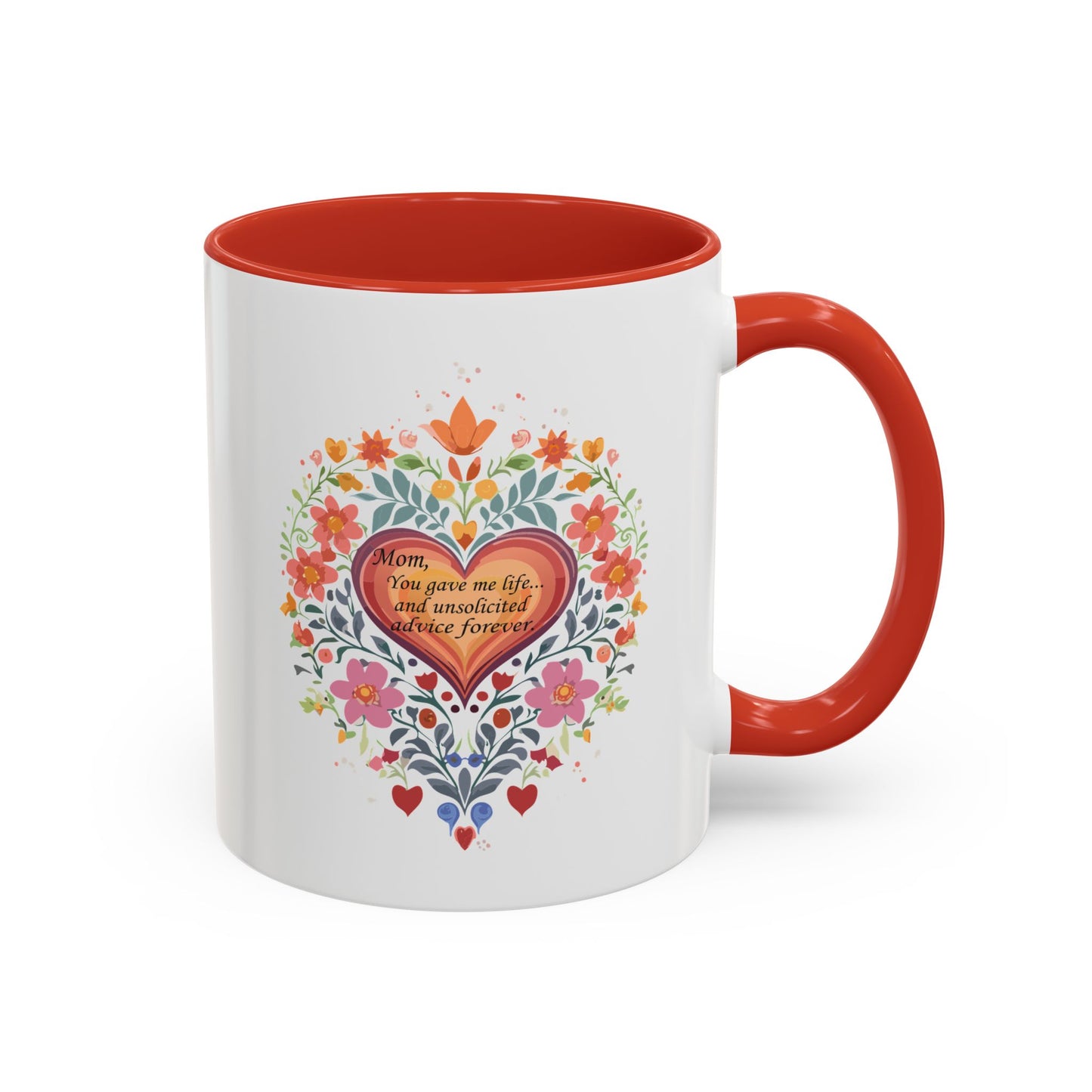 Mom Appreciation Heart Coffee Mug | Floral Design | 11 & 15oz Accent Mug