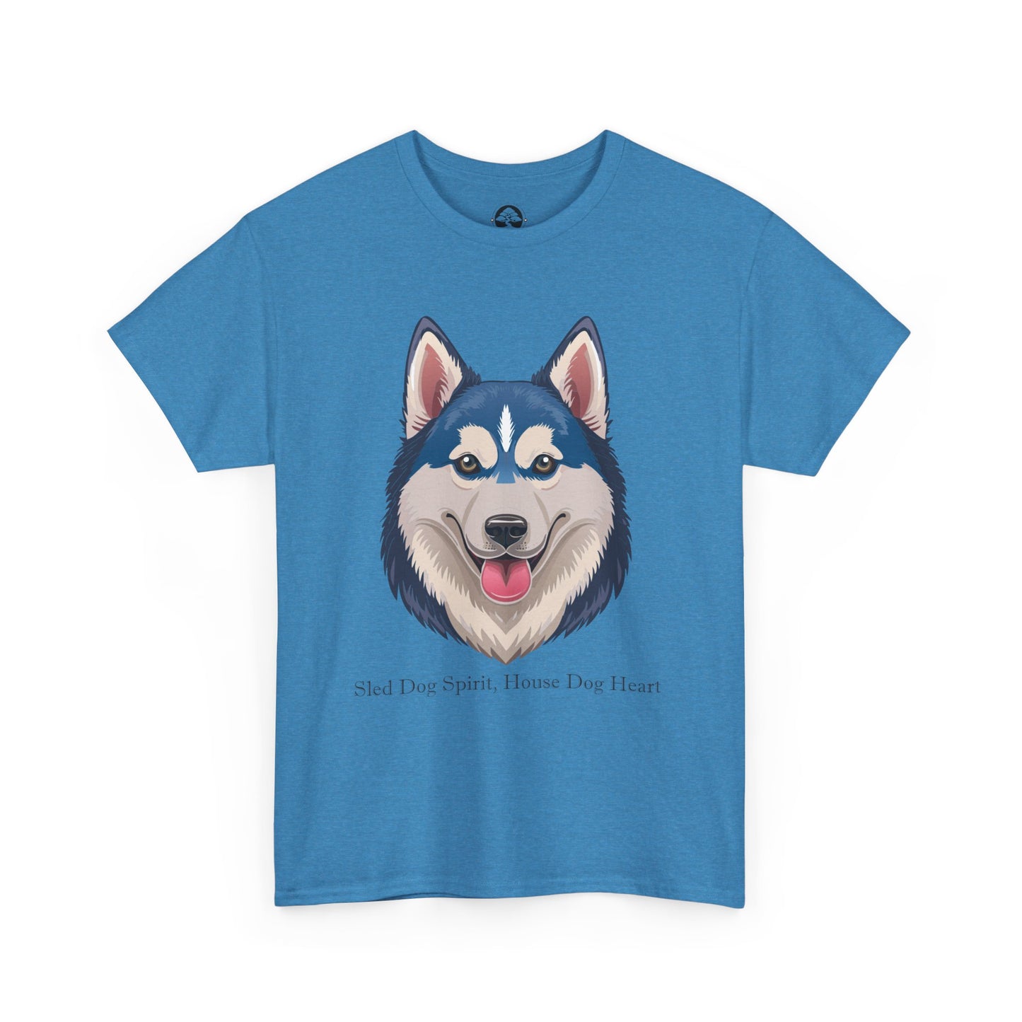 Camiseta unisex de algodón grueso con espíritu de perro de trineo y corazón de perro doméstico de Siberian Huskey