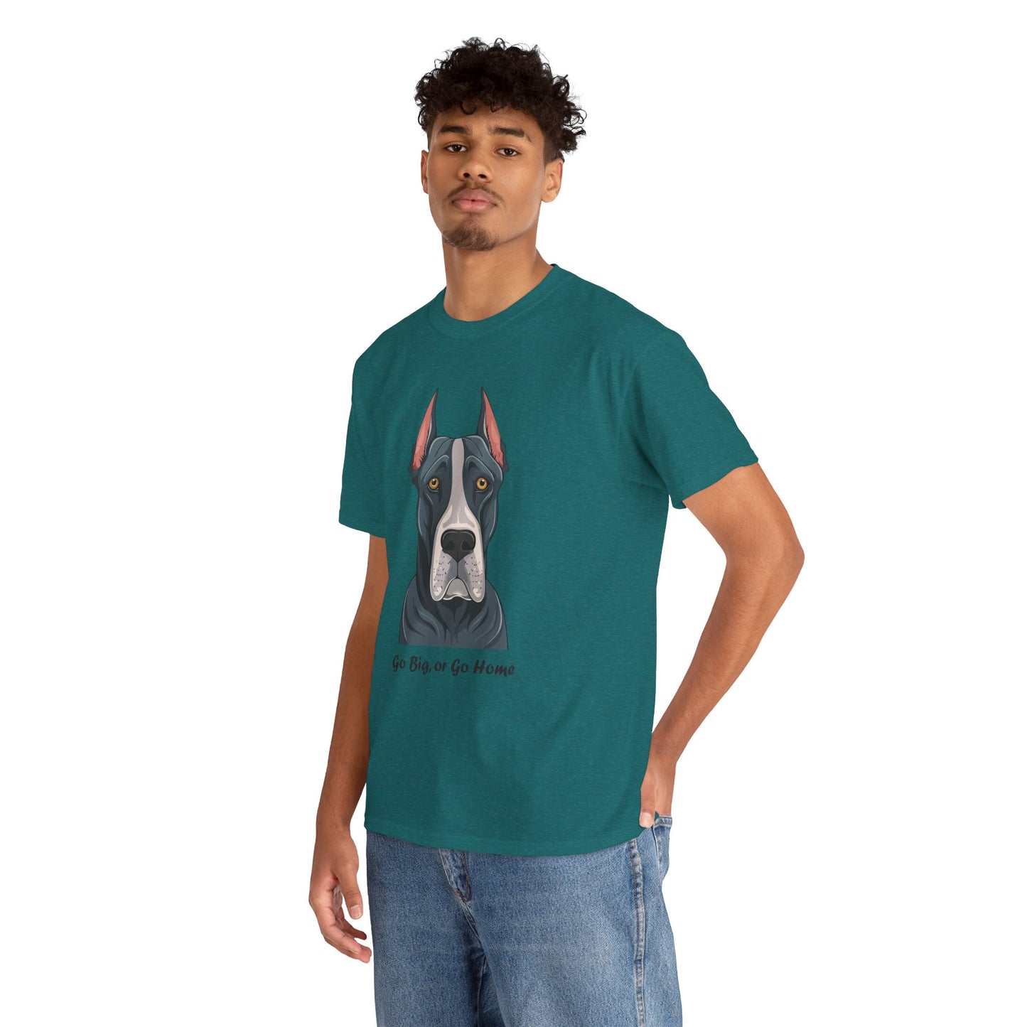 Camiseta unisex de algodón grueso "Gran Danés - Go Big, or Go Home"