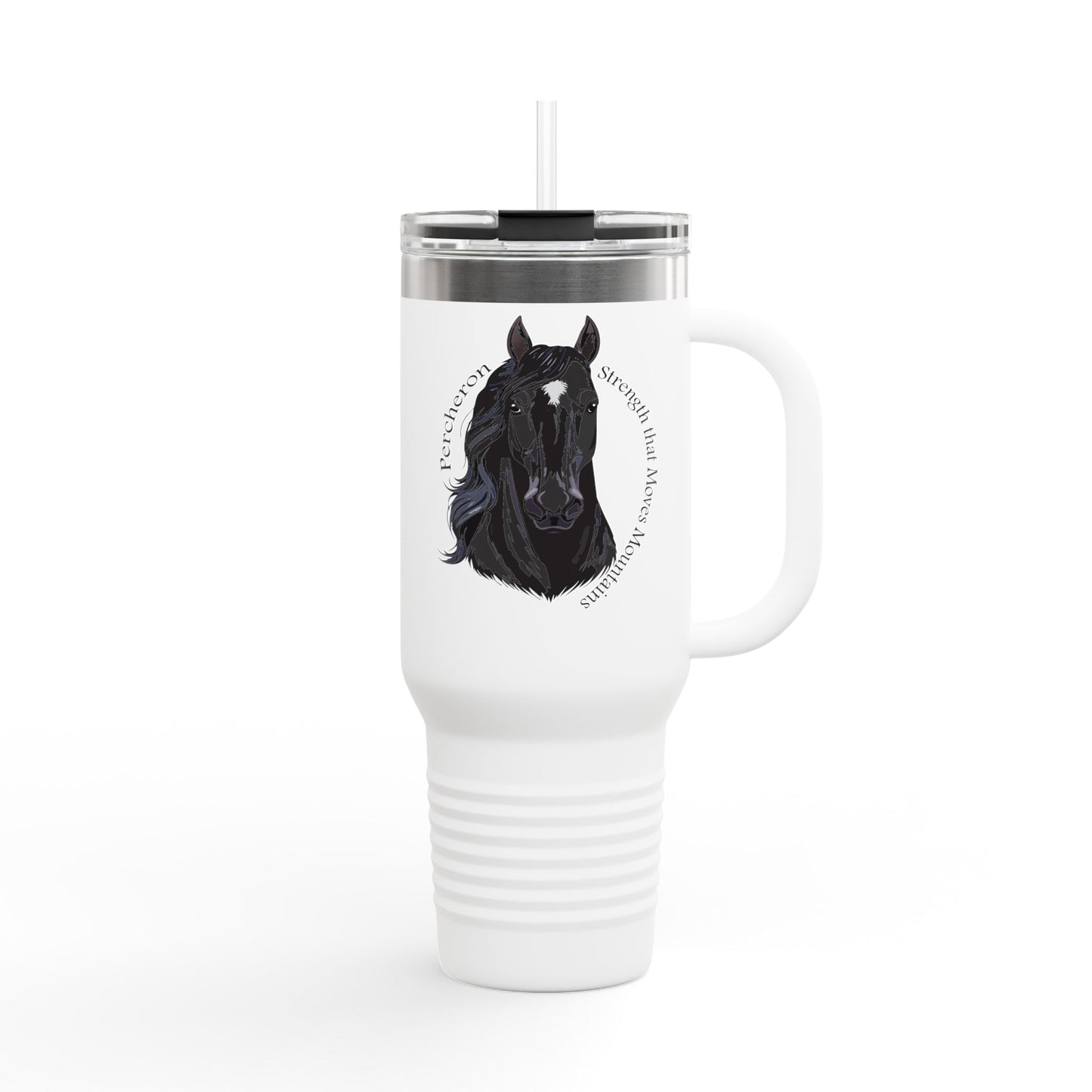 Percheron Elegant Horse Design Insulated Travel Mug - 40oz - Perfect for Horse Lovers