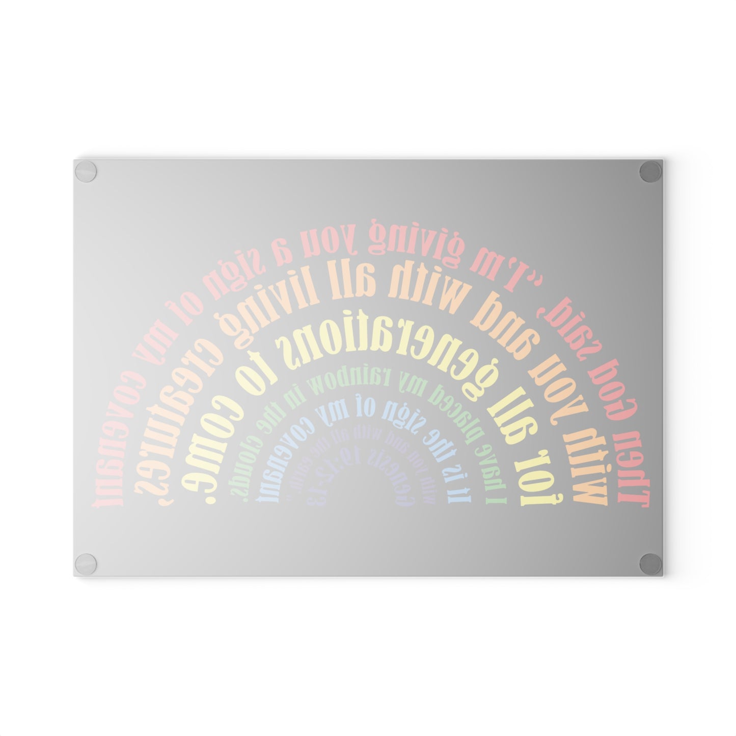 Tabla de cortar de vidrio inspiradora: diseño colorido con versículos bíblicos para cocinar en casa y regalar.