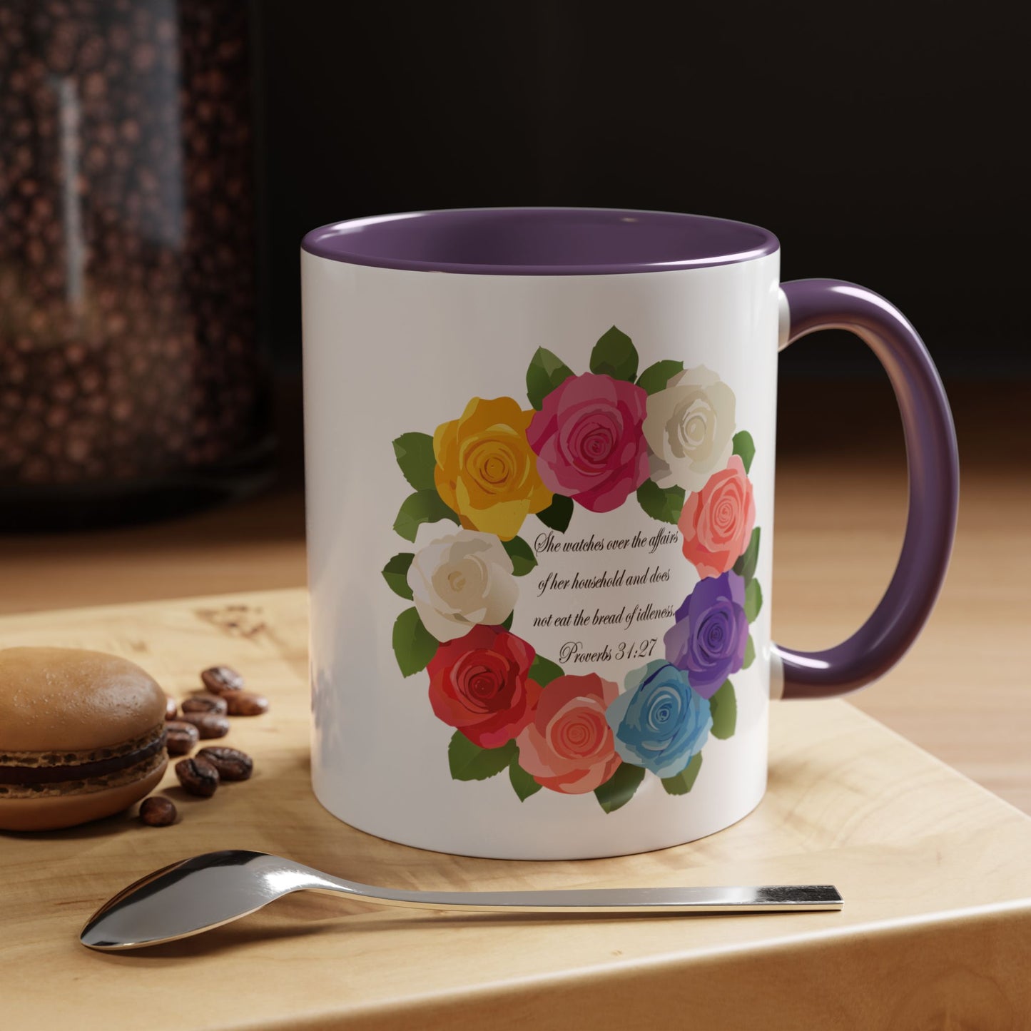 Inspirational Floral Coffee Mug for Mom- Proverbs 31:27