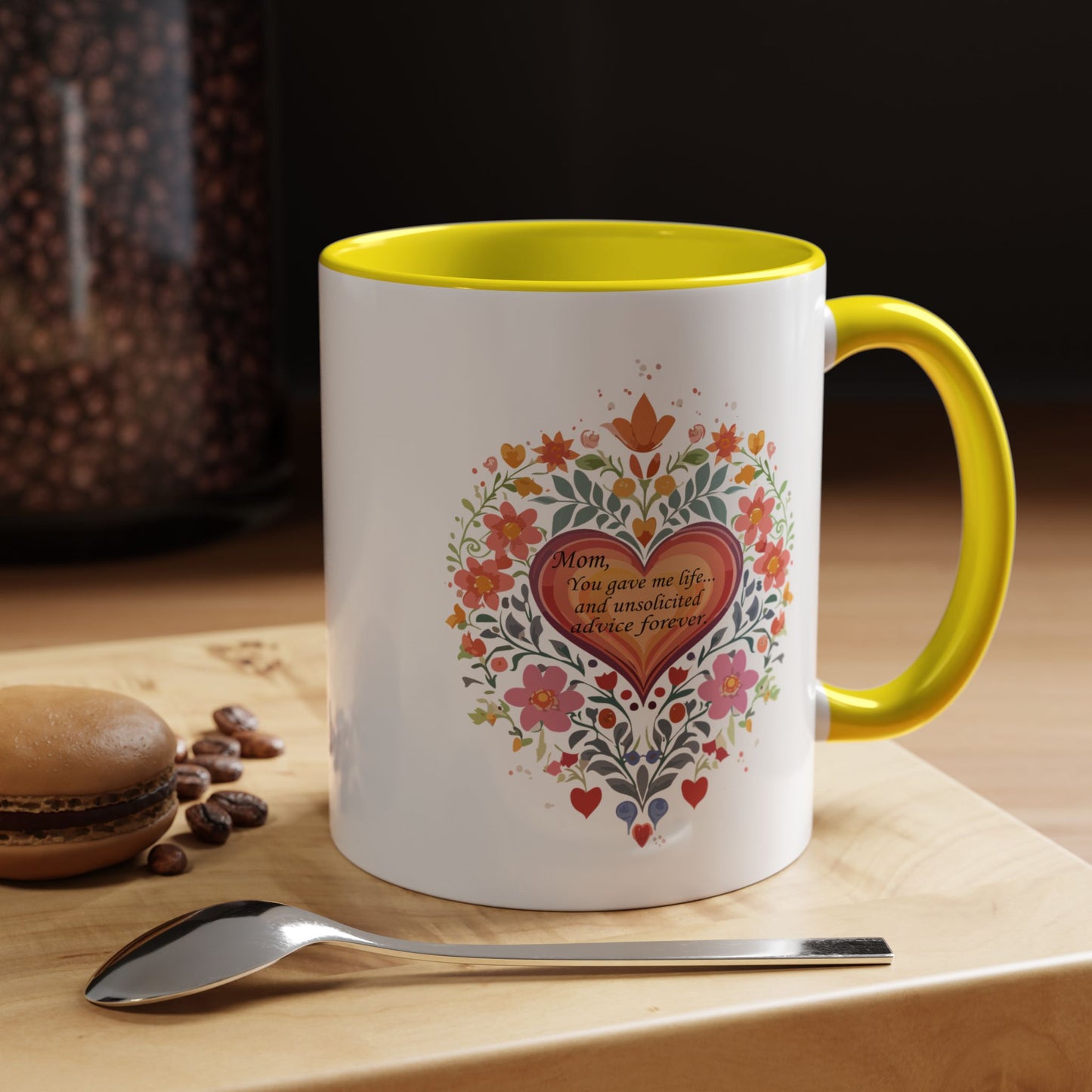 Mom Appreciation Heart Coffee Mug | Floral Design | 11 & 15oz Accent Mug