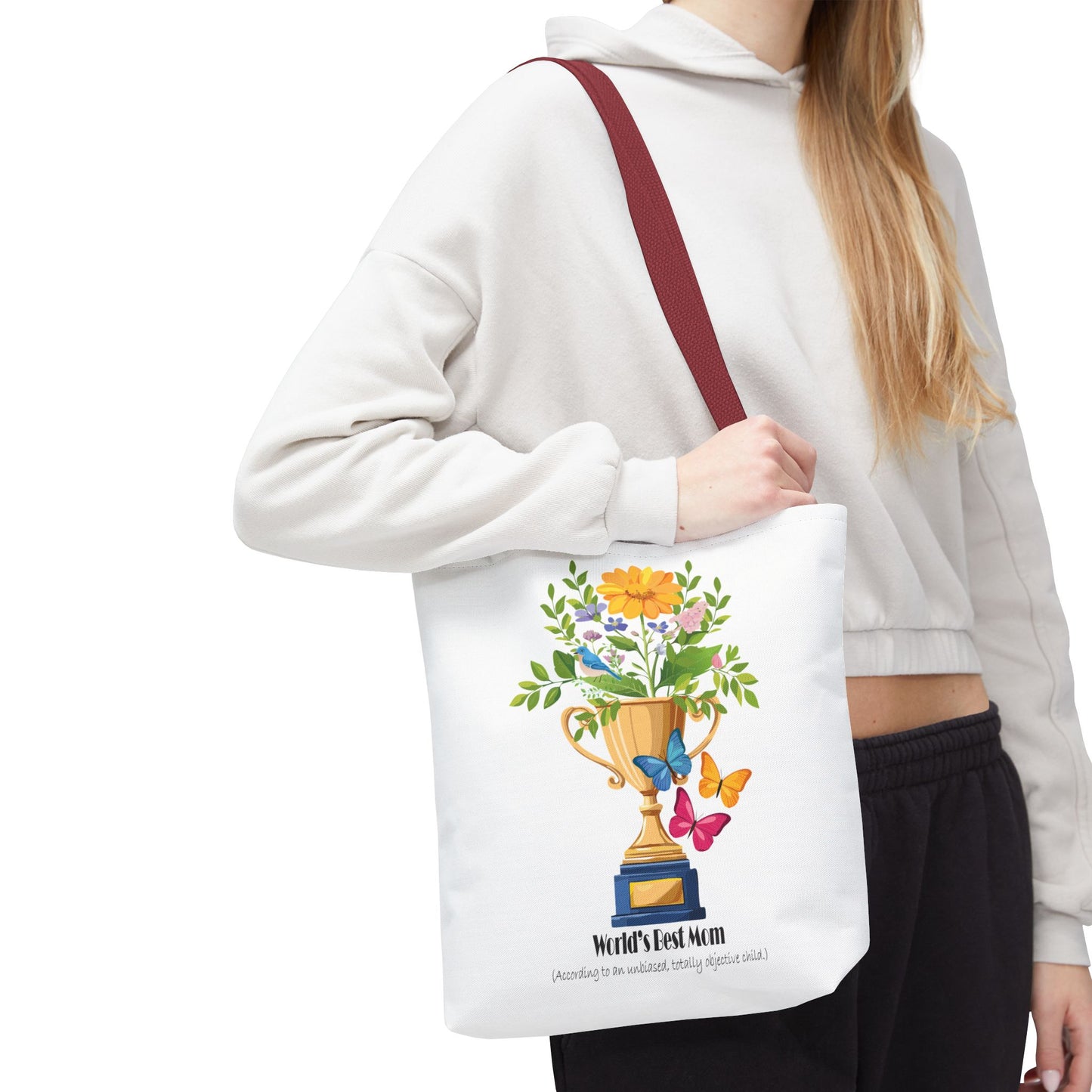 Floral Trophy Tote Bag - World's Best Mom Design
