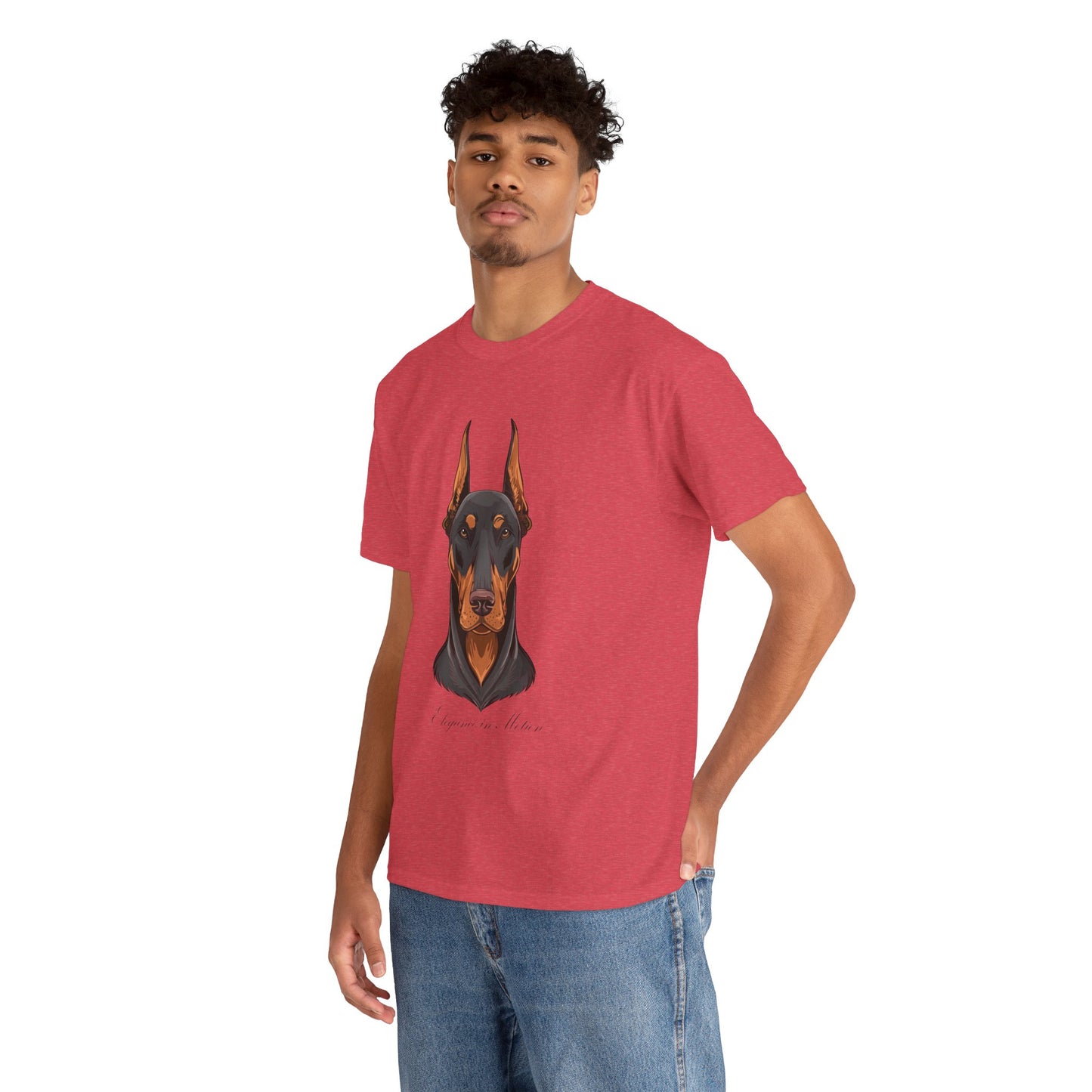 Doberman - Camiseta unisex de algodón grueso Elegancia en movimiento