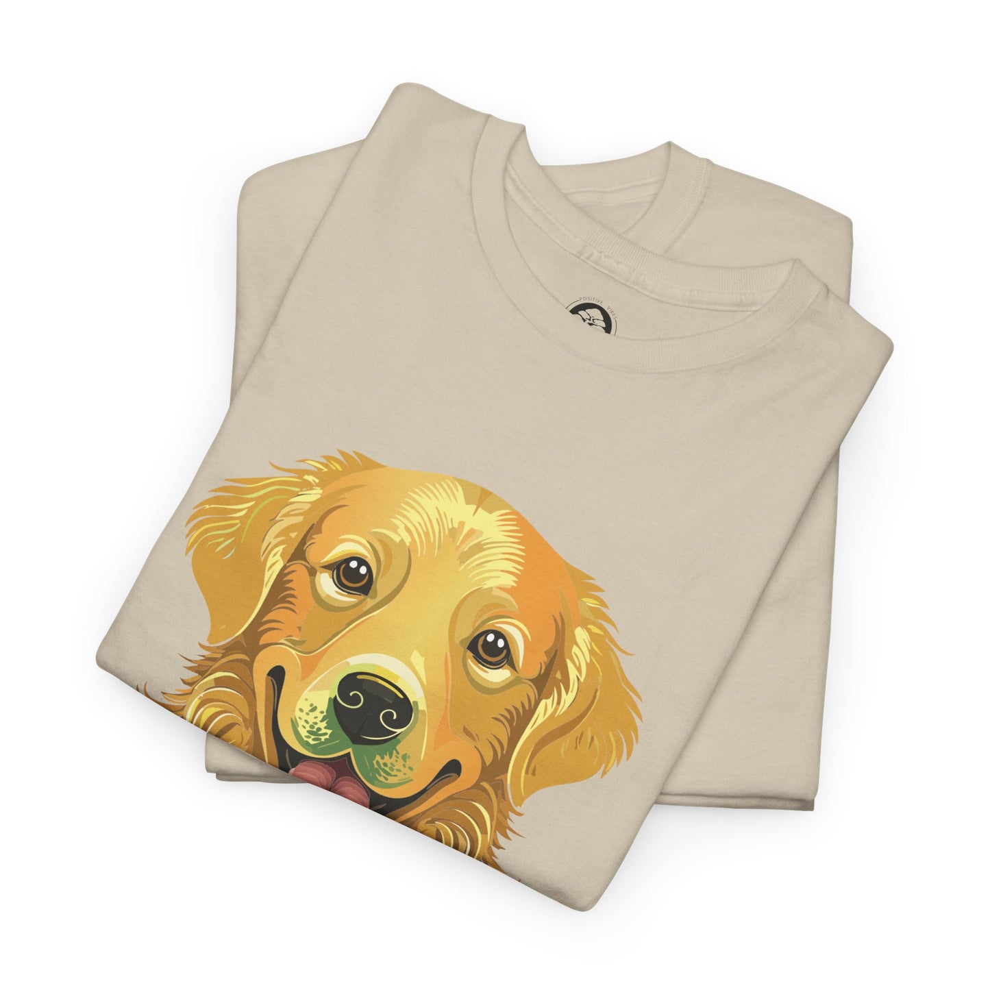 Golden Retriever - Camiseta unisex de algodón grueso con sol y sonrisas doradas