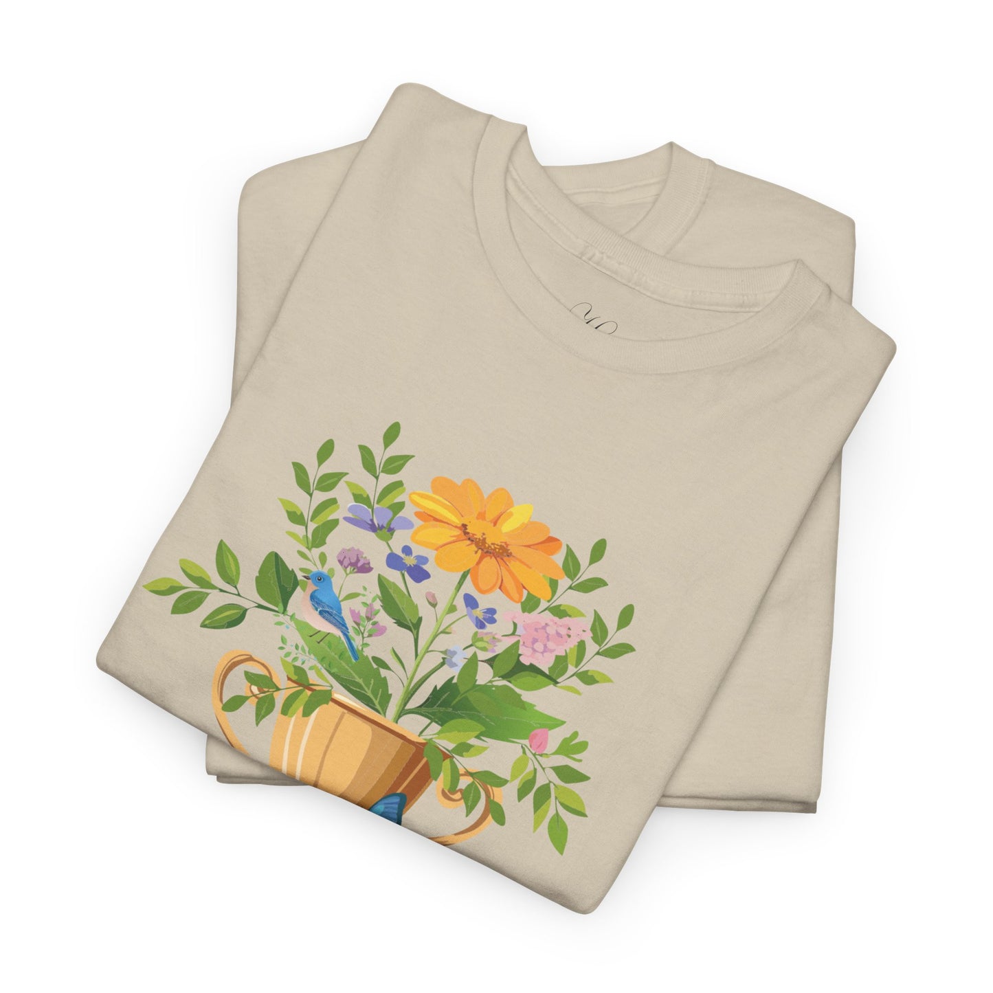 Floral Trophy for Mom Unisex Heavy Cotton Tee - Celebrating Achievement with Butterflies