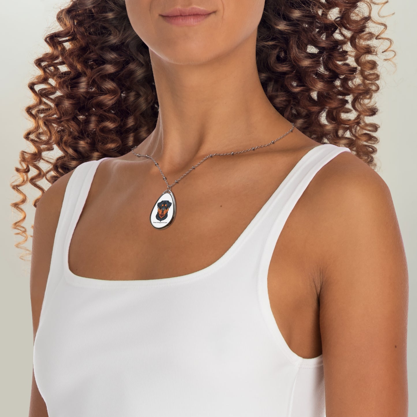 Rottweiler Oval Necklace - "Power Wrapped in Love"