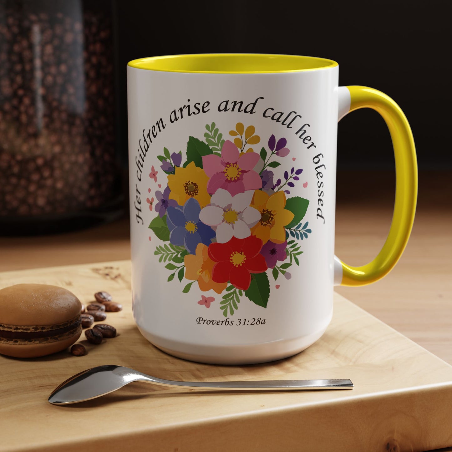 Floral Inspirational Coffee Mug - 'Her Children Arise and Call Her Blessed' - Perfect Gift for Moms
