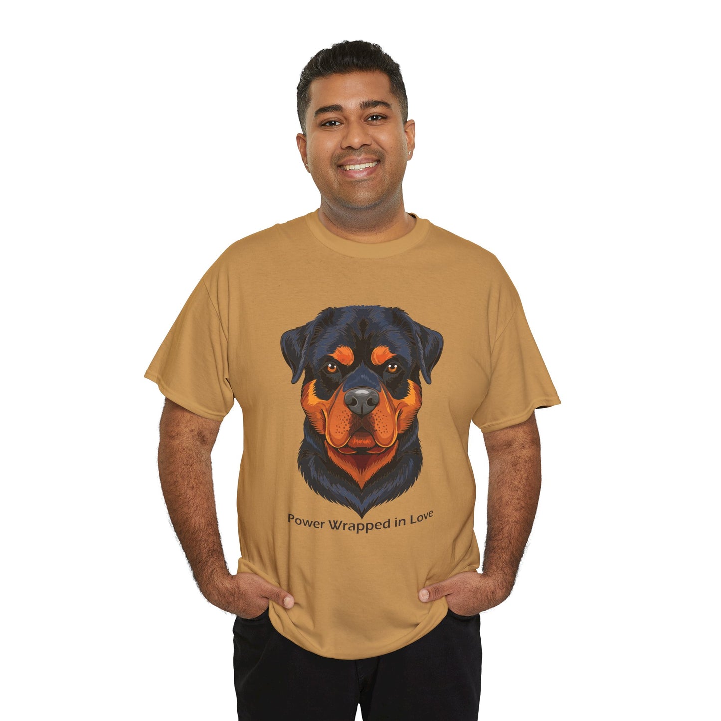 Camiseta unisex de algodón grueso Rottweiler - Power Wraped in Lover
