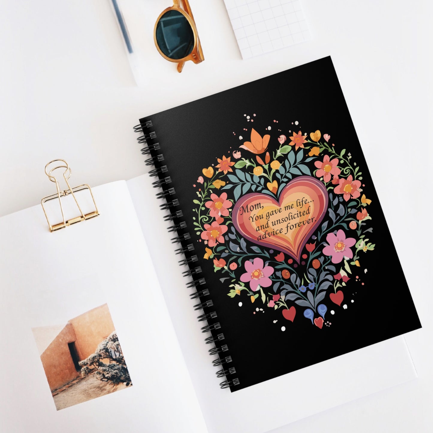 Floral Heart Spiral Notebook - "Mom, You Gave Me Life..." Inspirational Design