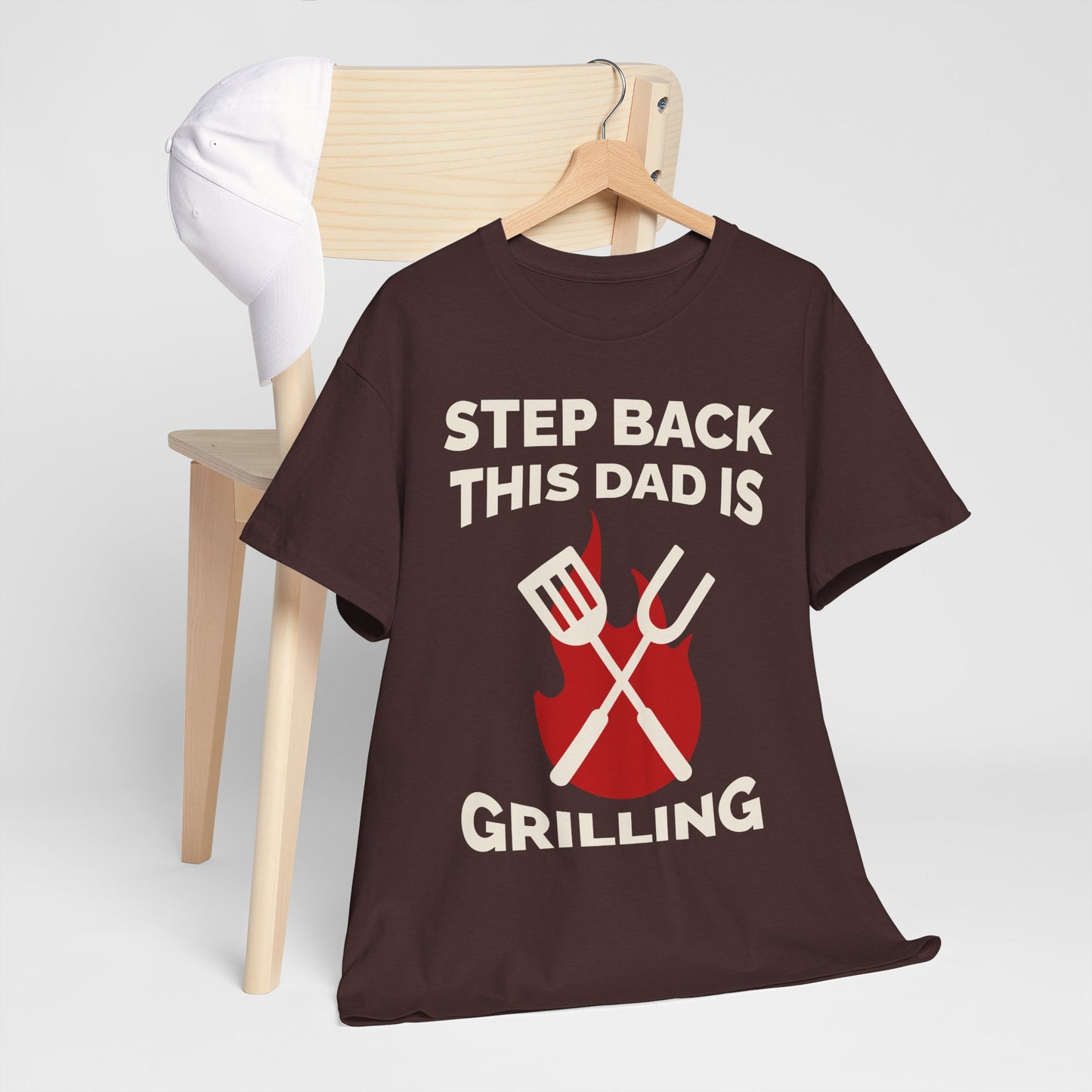 Funny Grilling Dad T-Shirt | Step Back This Dad is Grilling | Unisex Heavy Cotton Tee