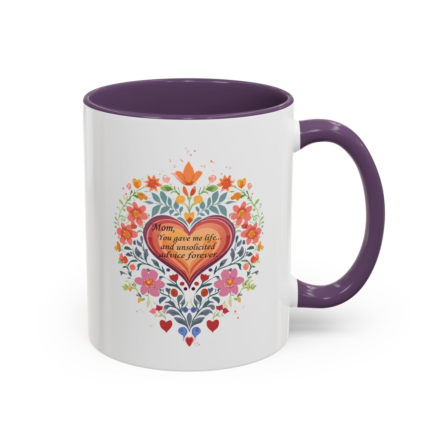 Mom Appreciation Heart Coffee Mug | Floral Design | 11 & 15oz Accent Mug