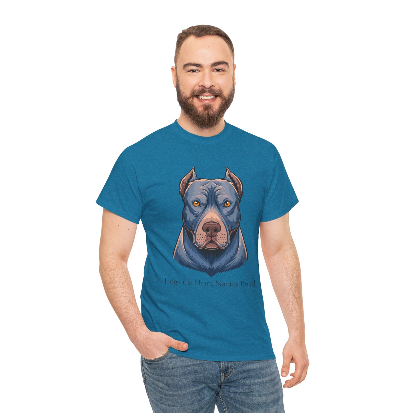 Camiseta unisex de algodón grueso Pit Bull - Juzga el corazón, no la raza