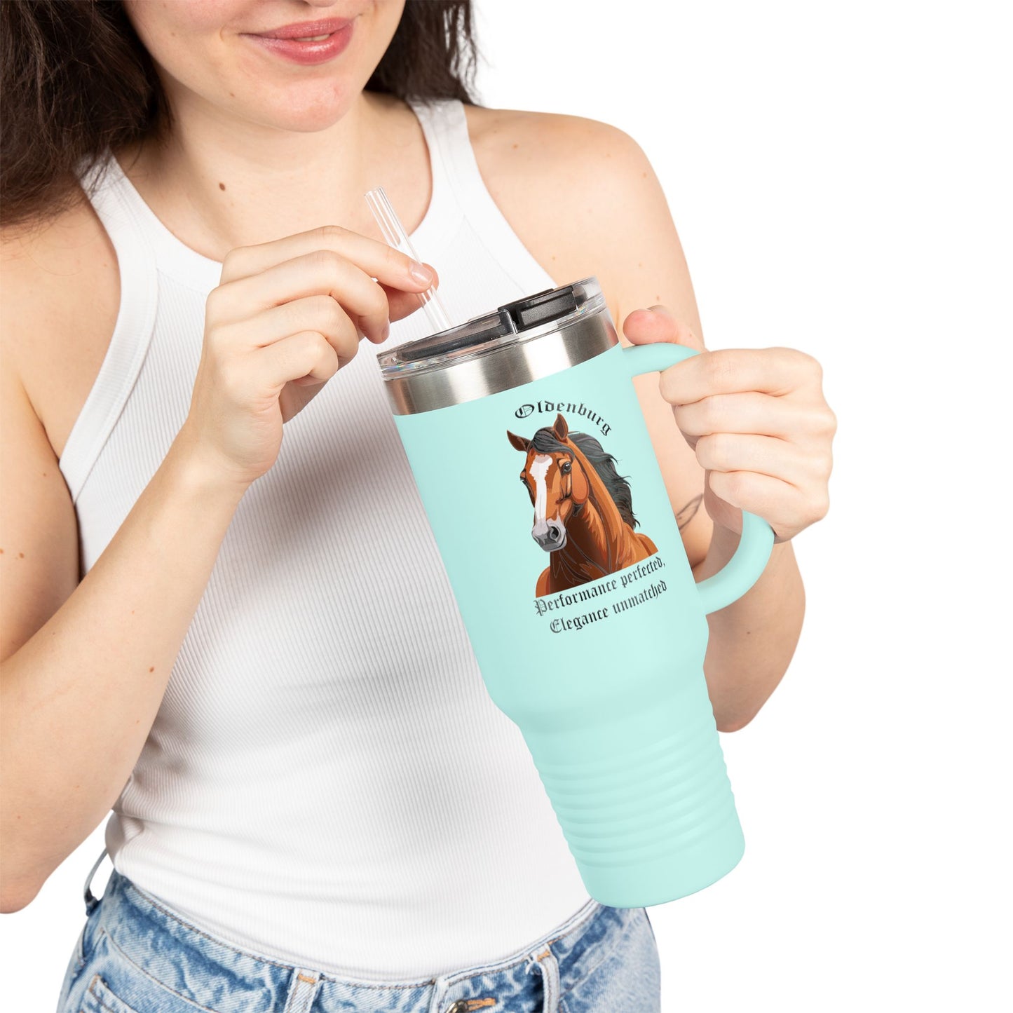 Oldenburg Elegant Horse Insulated Travel Mug, 40oz - Perfect for Equestrian Lovers