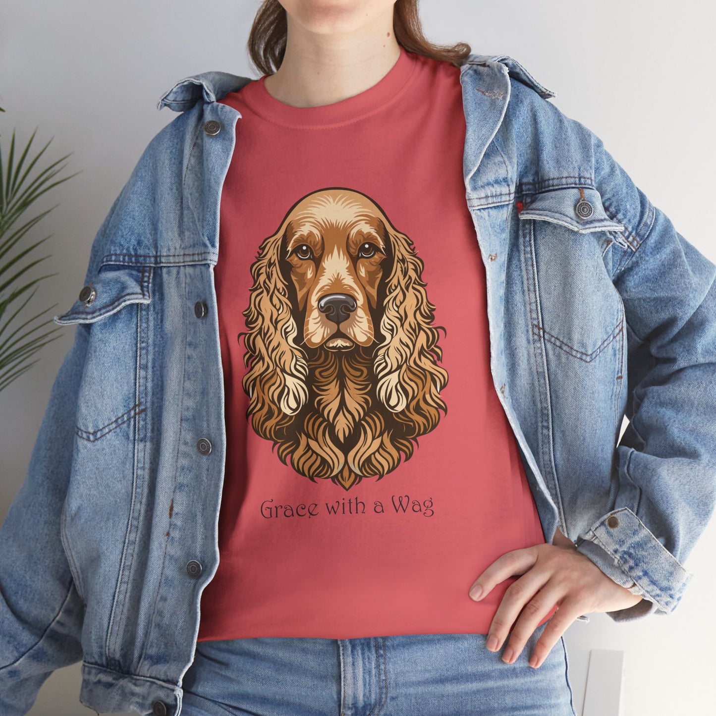 Camiseta unisex de algodón grueso con diseño de Cocker Spaniel - Grace with a Wag