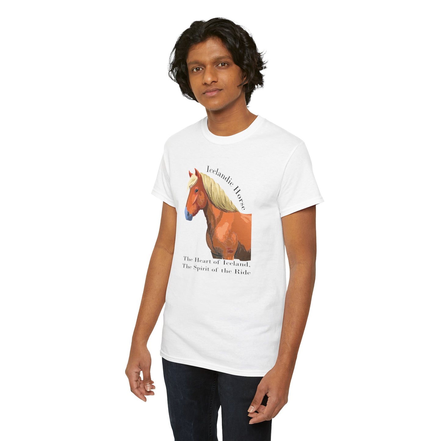 Icelandic Horse Unisex Heavy Cotton Tee - The Heart of Iceland, The Spirit of the Ride