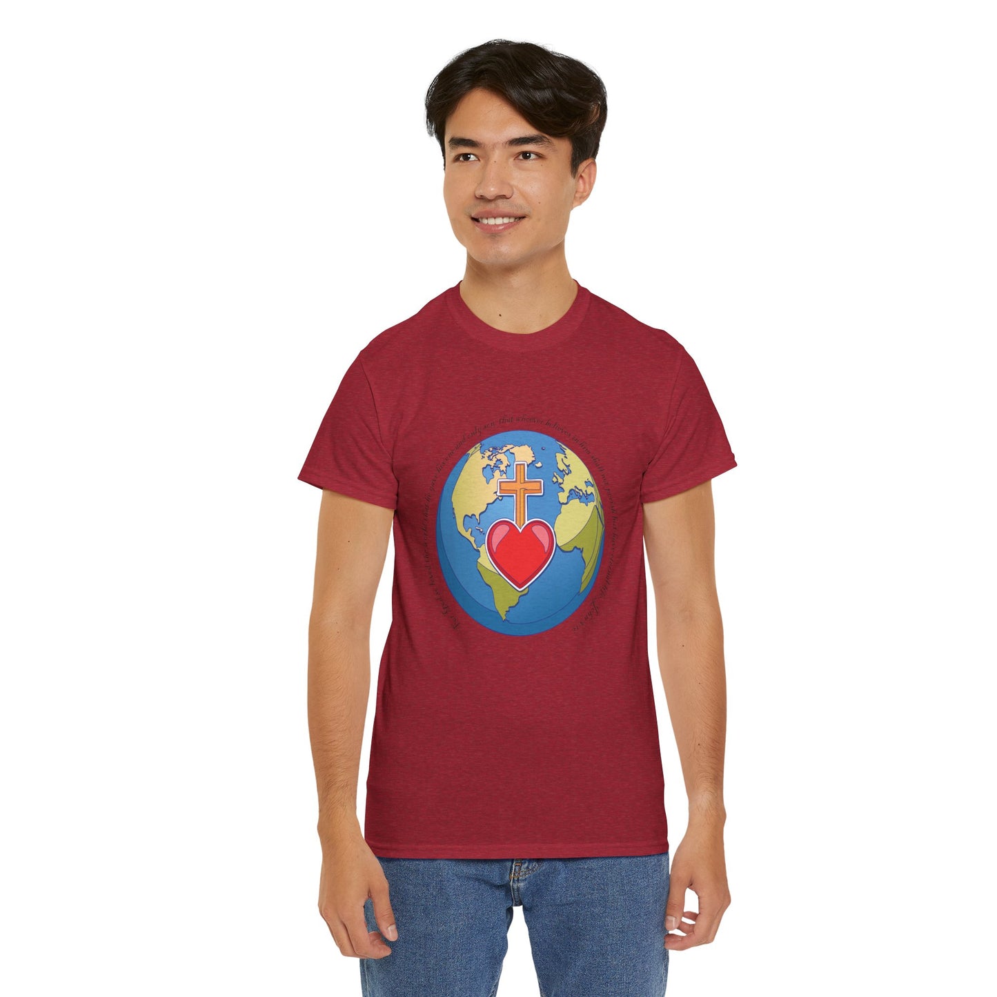 Camiseta de algodón unisex ecológica - Diseño "Porque tanto amó Dios al mundo"