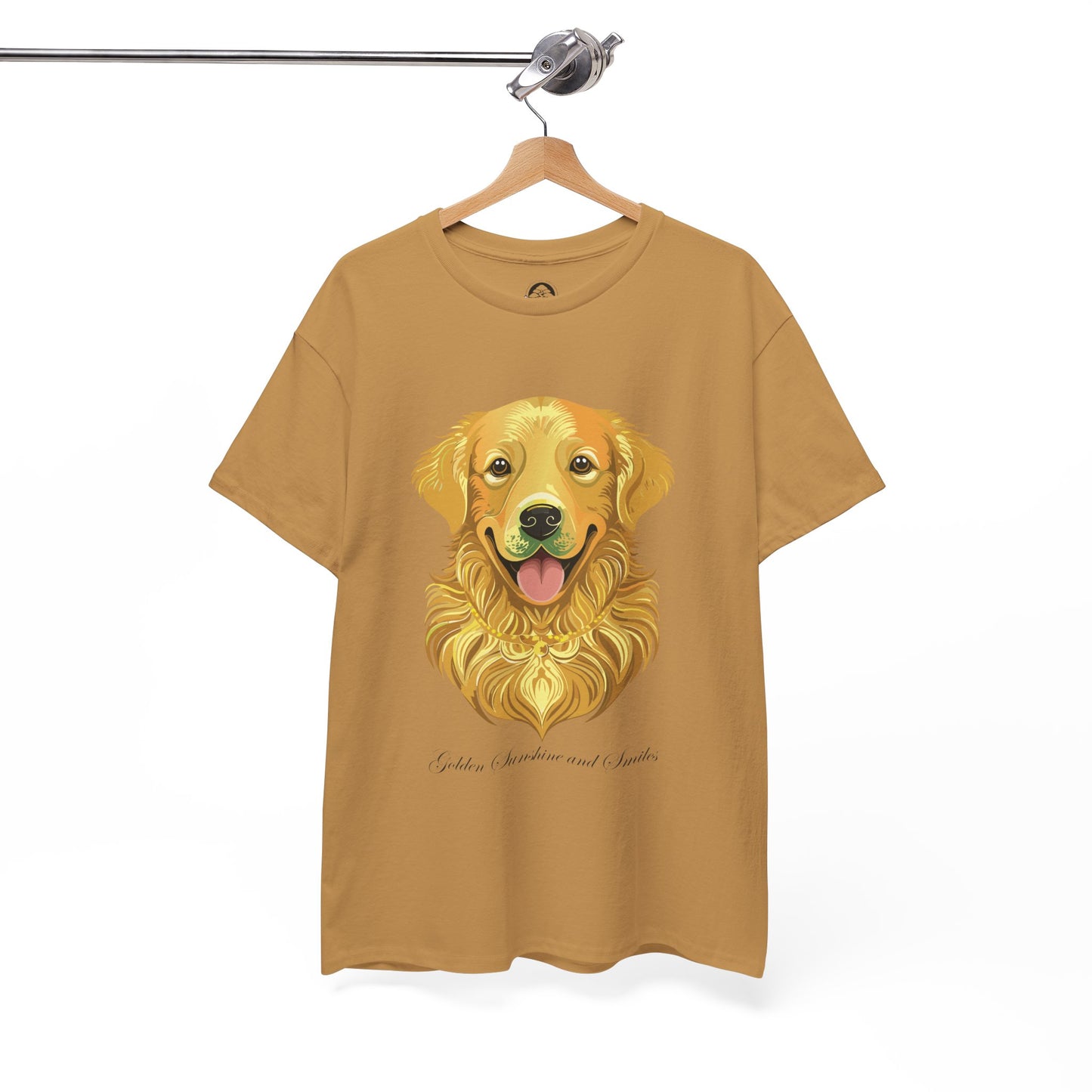Golden Retriever - Camiseta unisex de algodón grueso con sol y sonrisas doradas