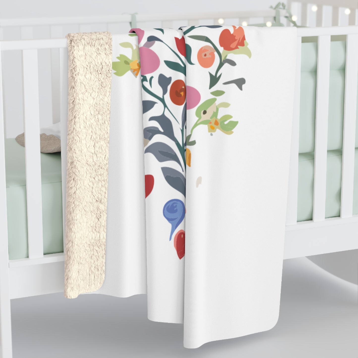 Mom Heart Floral Sherpa Fleece Blanket - Cozy Gift for Mother's Day and Year-Round Comfort