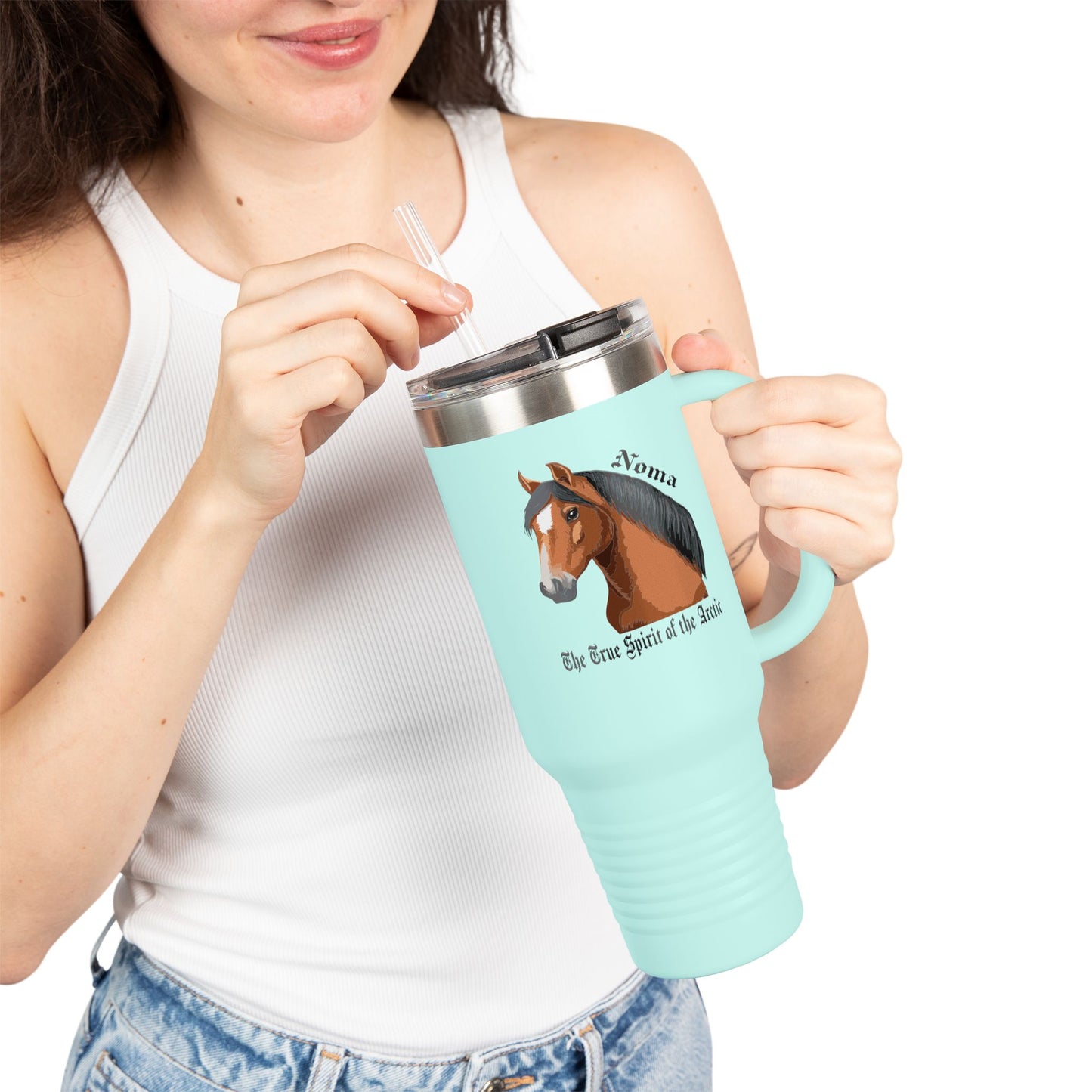 Noma Equestrian Insulated Travel Mug - 40oz with Horse Design