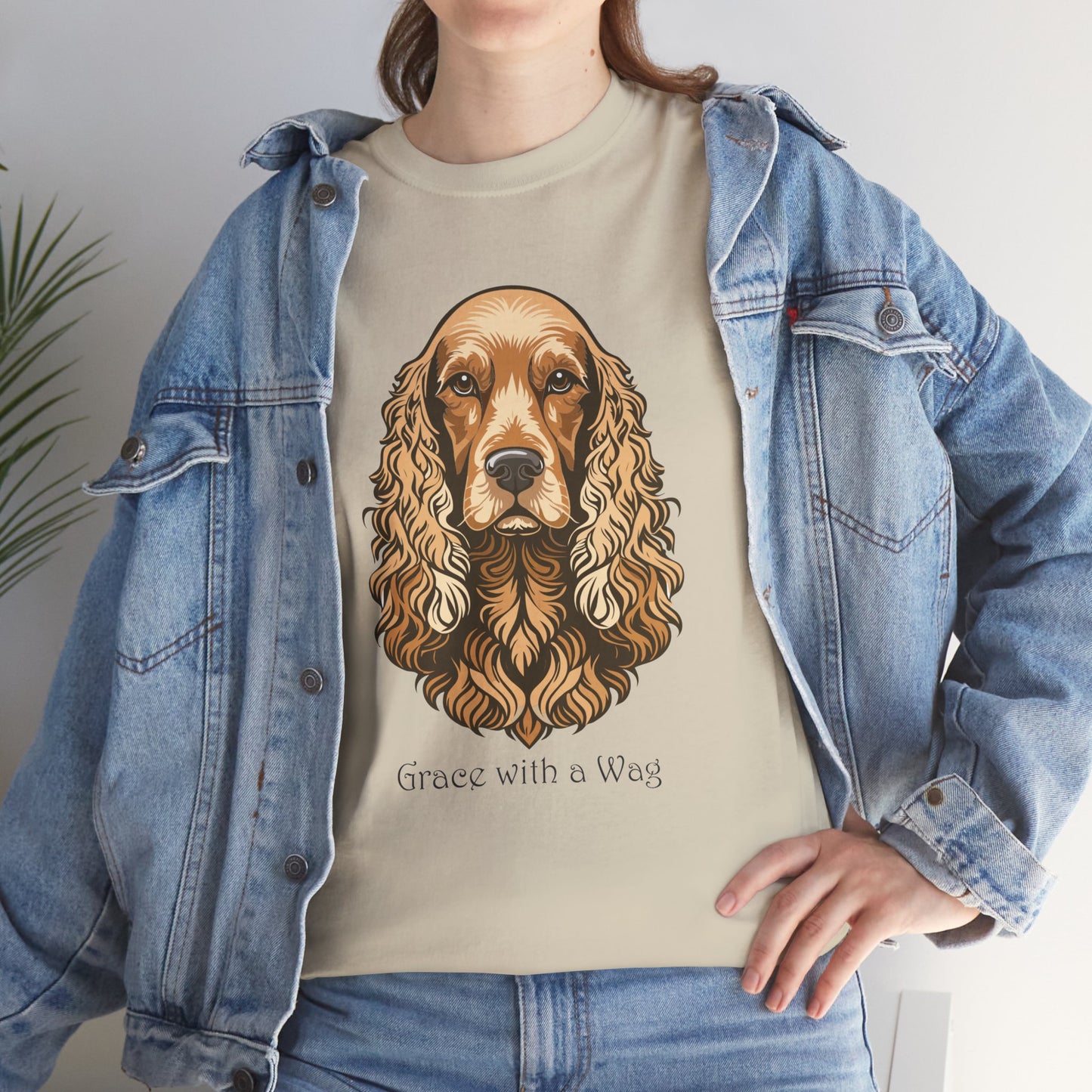 Camiseta unisex de algodón grueso con diseño de Cocker Spaniel - Grace with a Wag