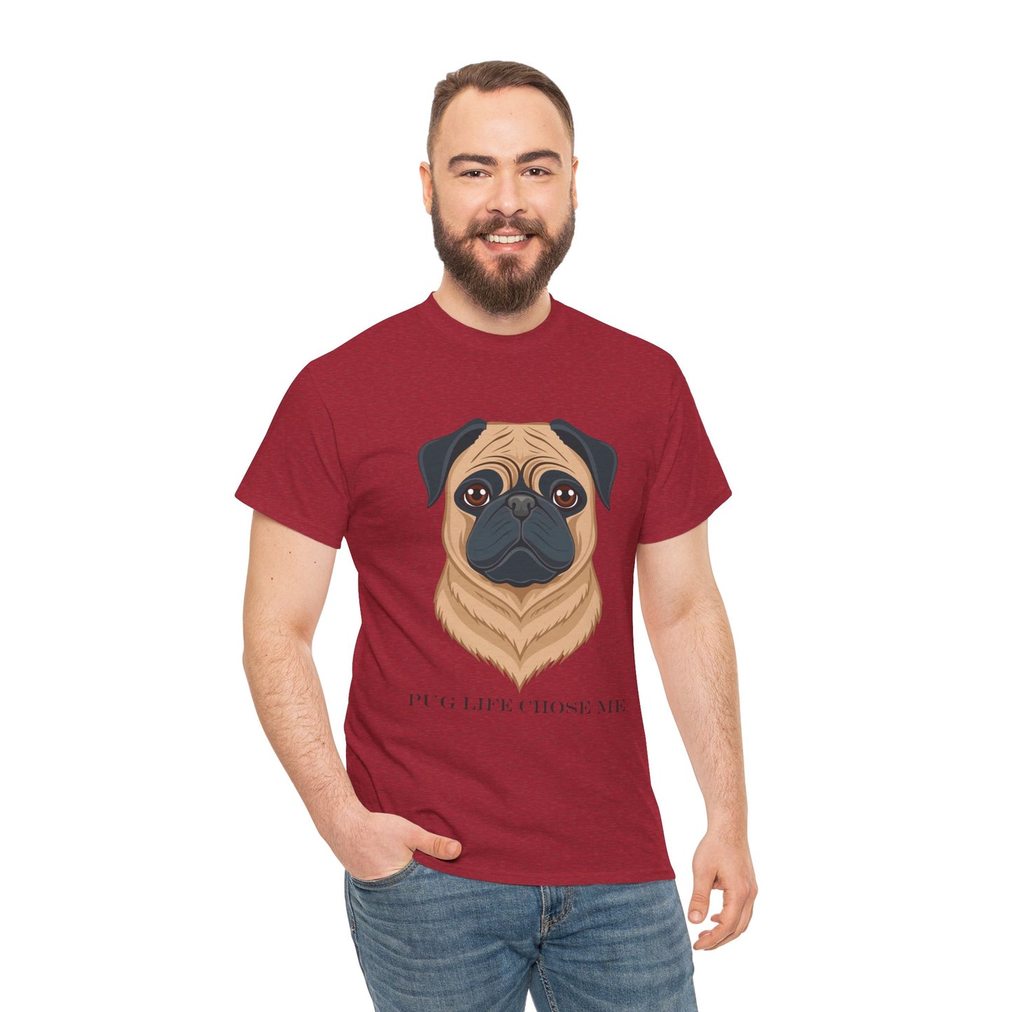 Pug - Camiseta unisex de algodón grueso "La vida de Pug me eligió"