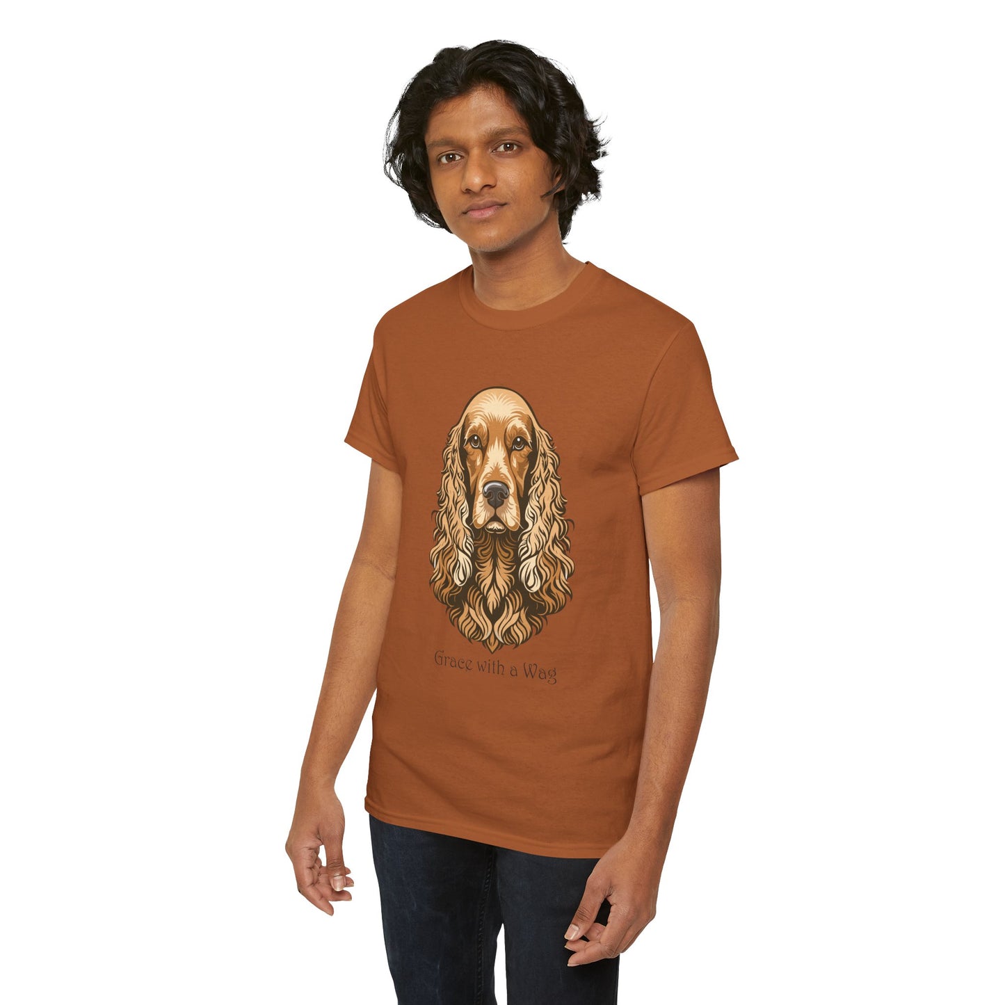 Camiseta unisex de algodón grueso con diseño de Cocker Spaniel - Grace with a Wag