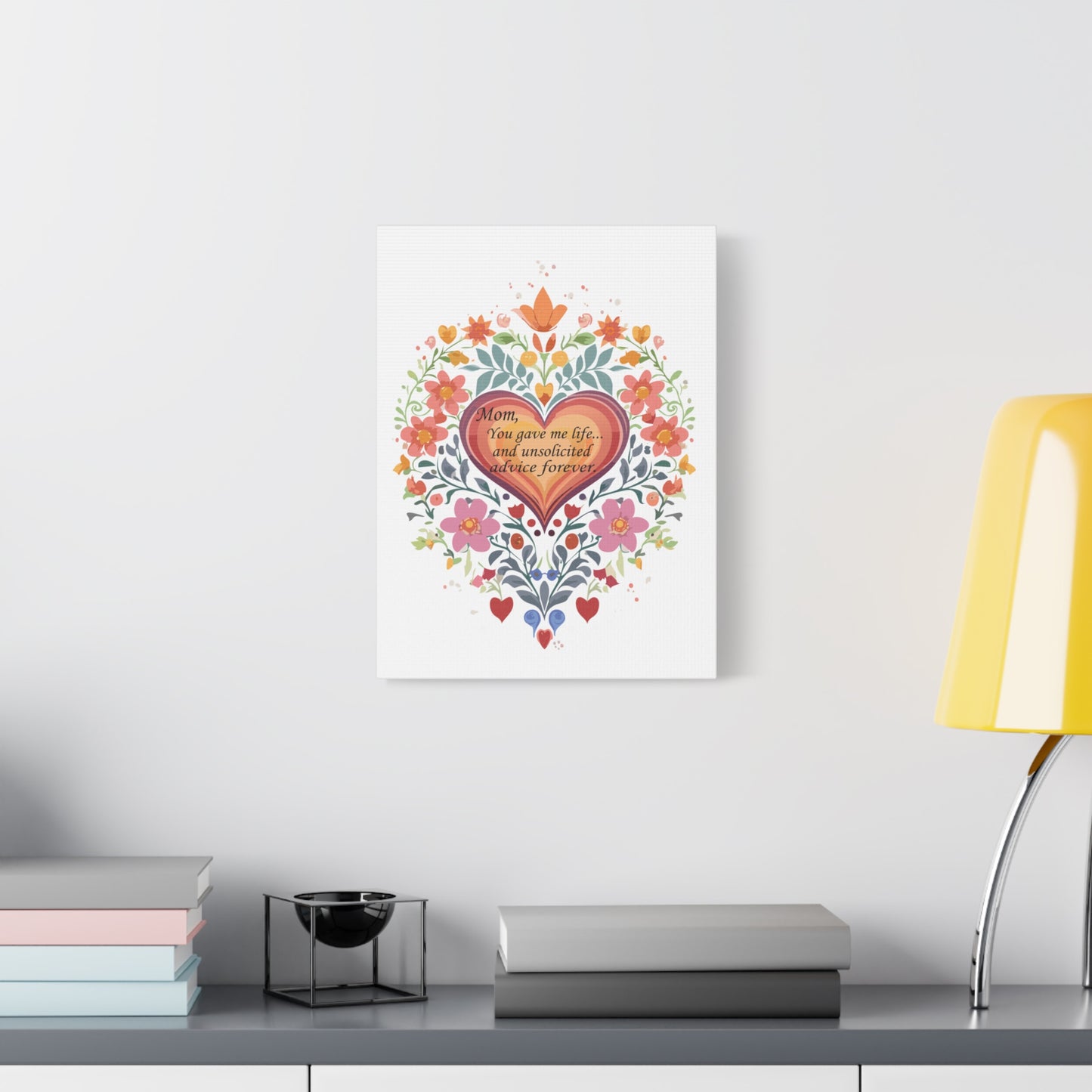 Floral Heart Canvas Art - Perfect Gift for Mom