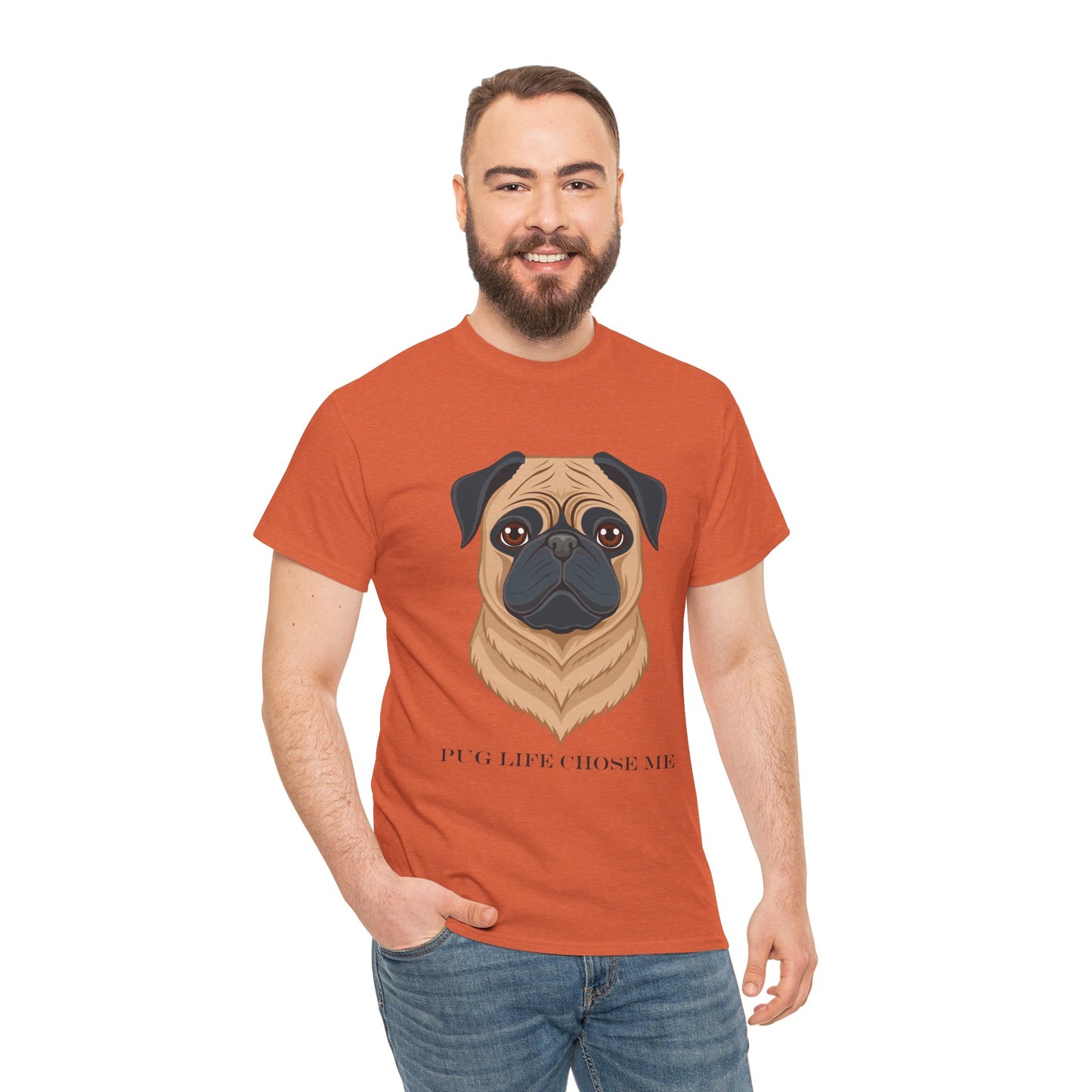 Pug - Camiseta unisex de algodón grueso "La vida de Pug me eligió"