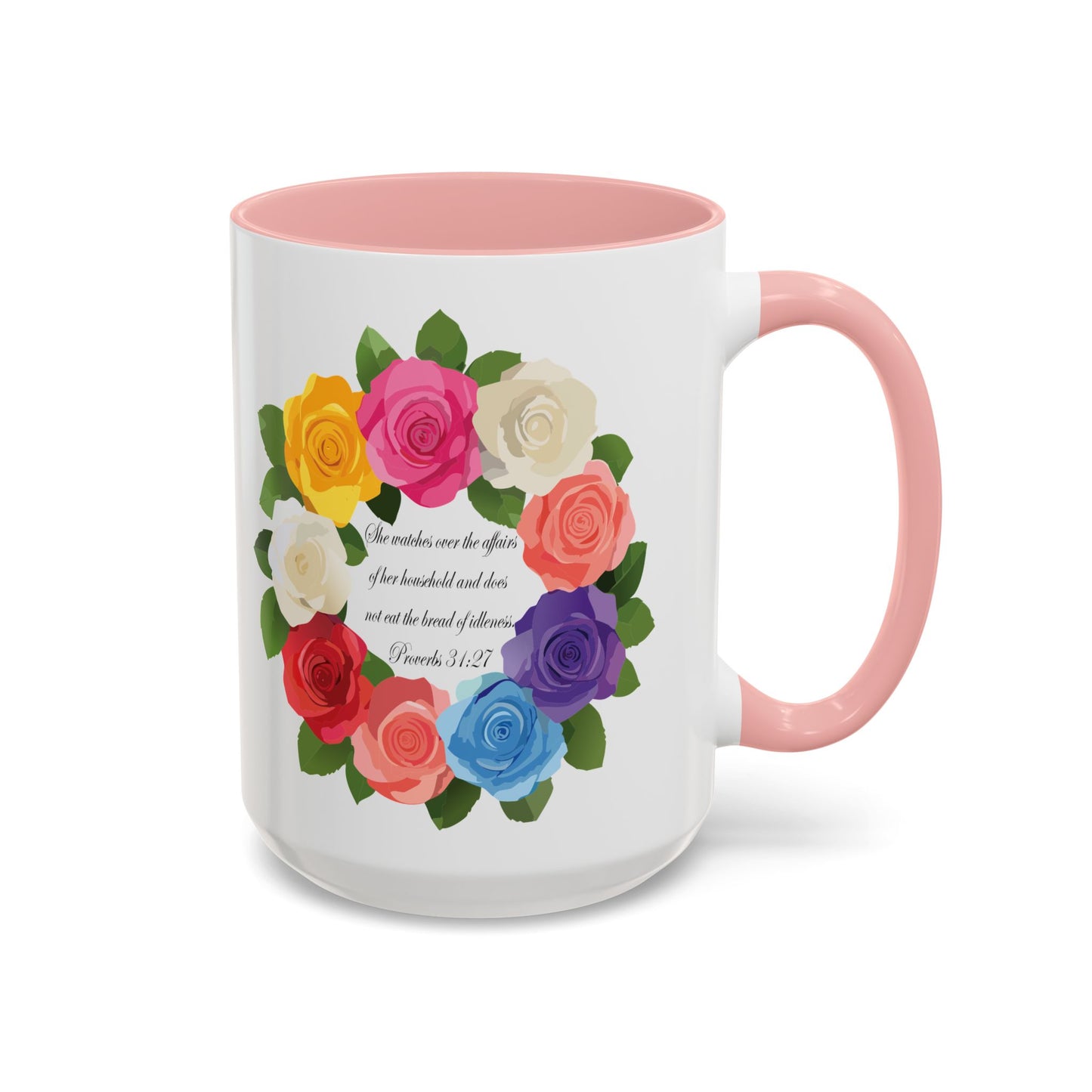 Inspirational Floral Coffee Mug for Mom- Proverbs 31:27