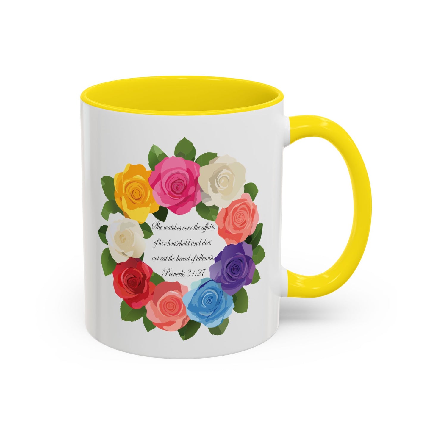 Inspirational Floral Coffee Mug for Mom- Proverbs 31:27