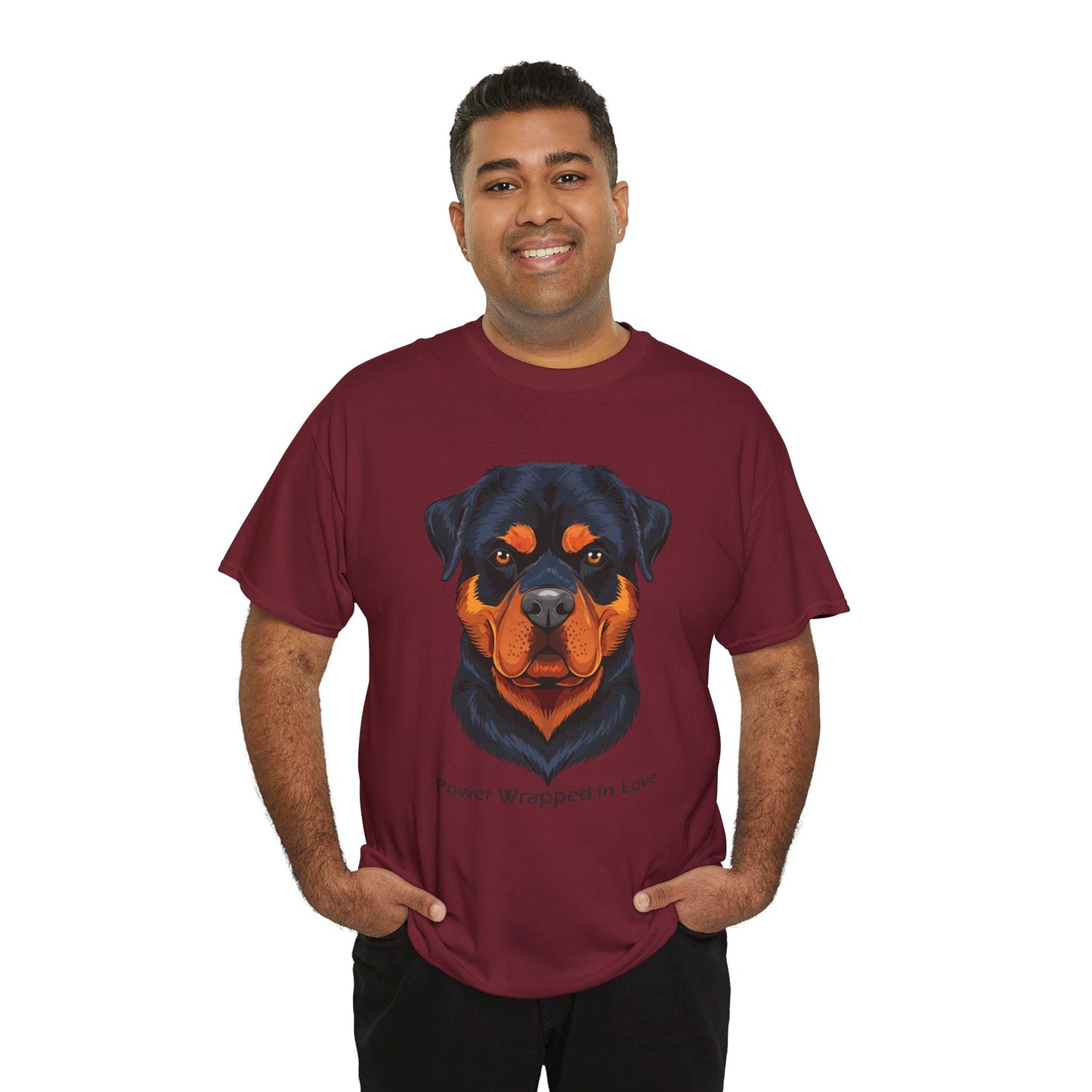 Camiseta unisex de algodón grueso Rottweiler - Power Wraped in Lover