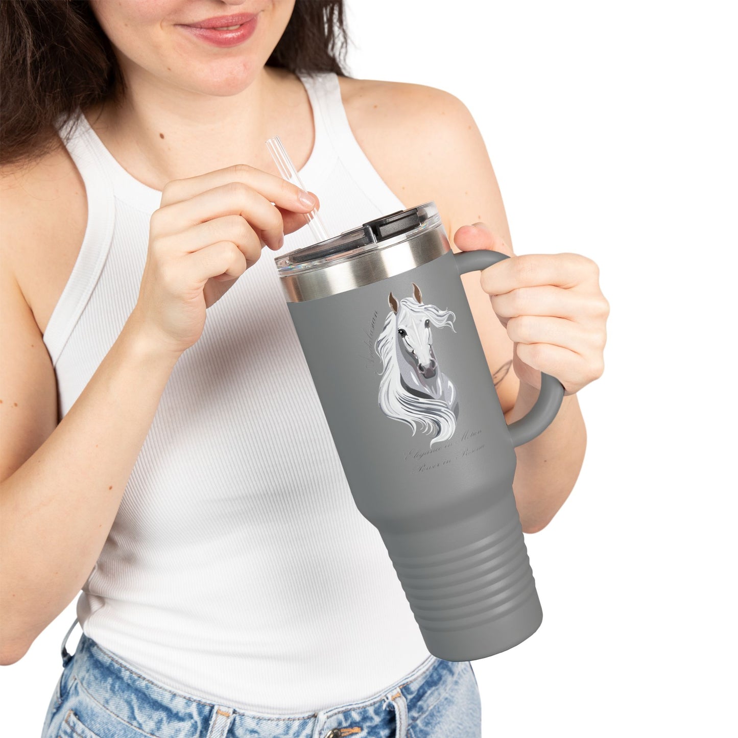 Elegant Andalusian Horse Design Insulated Travel Mug - 40oz Reusable Tumbler