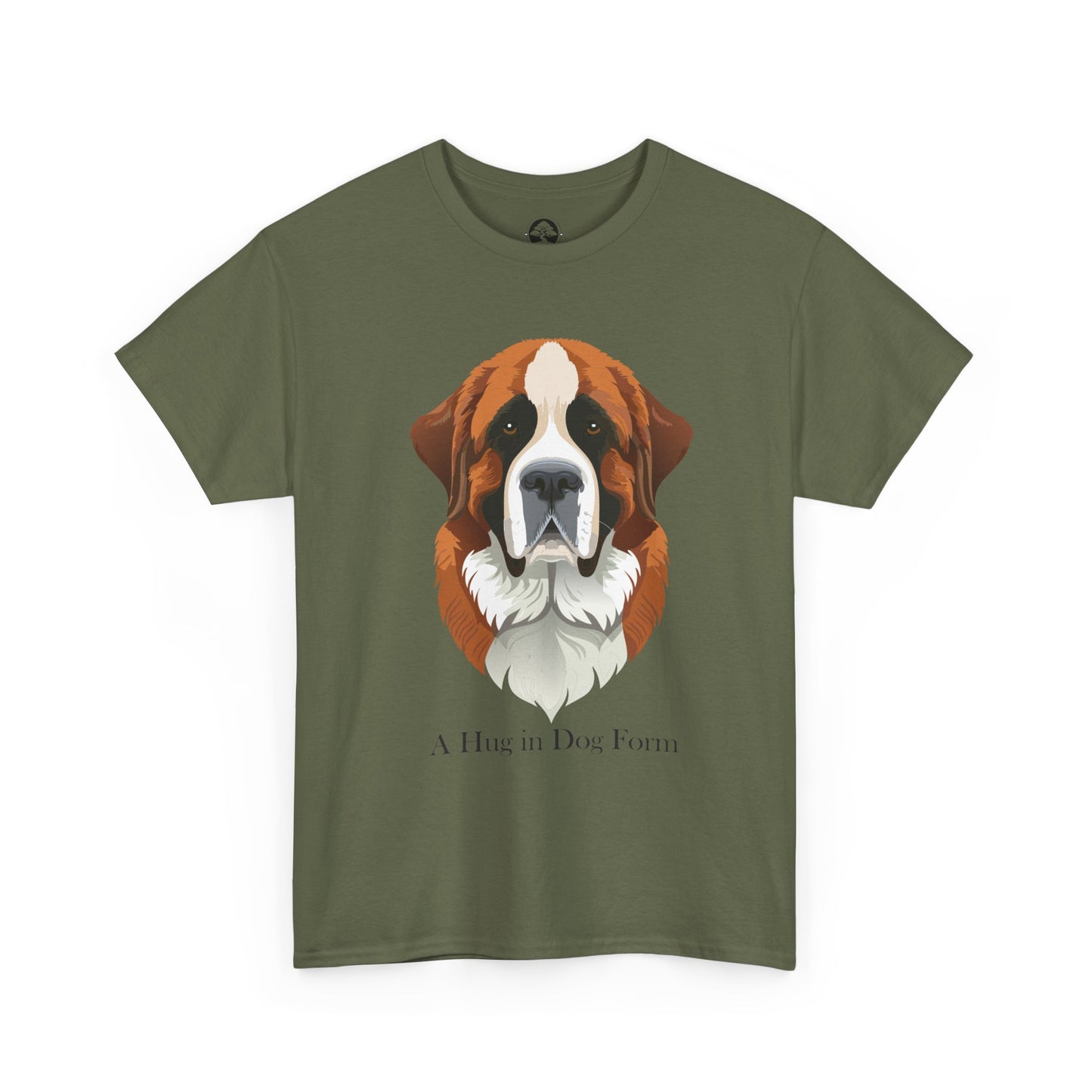 Camiseta unisex de algodón grueso con diseño de San Bernardo: Un abrazo en forma de perro