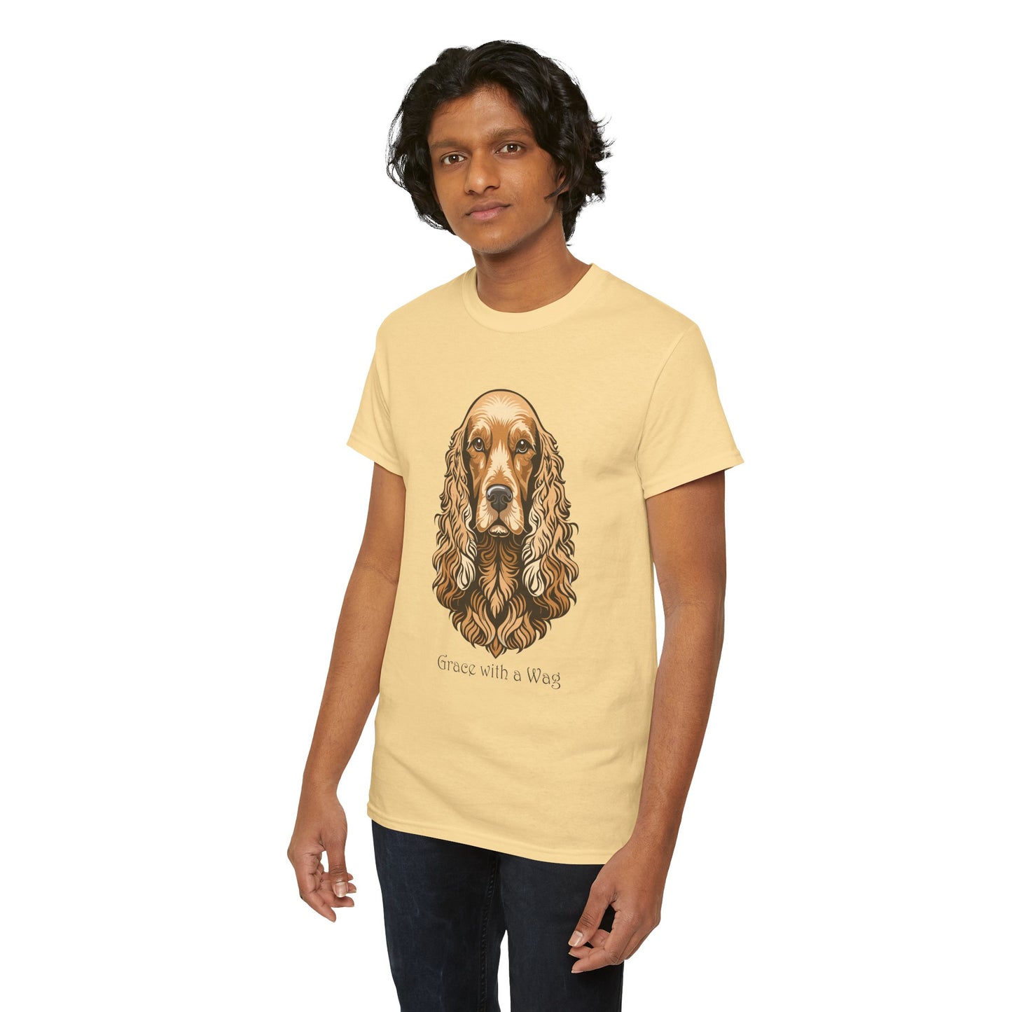 Camiseta unisex de algodón grueso con diseño de Cocker Spaniel - Grace with a Wag