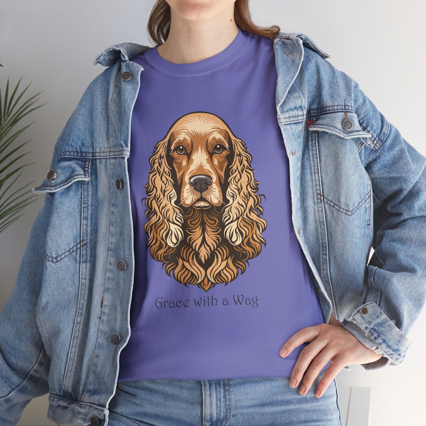 Camiseta unisex de algodón grueso con diseño de Cocker Spaniel - Grace with a Wag