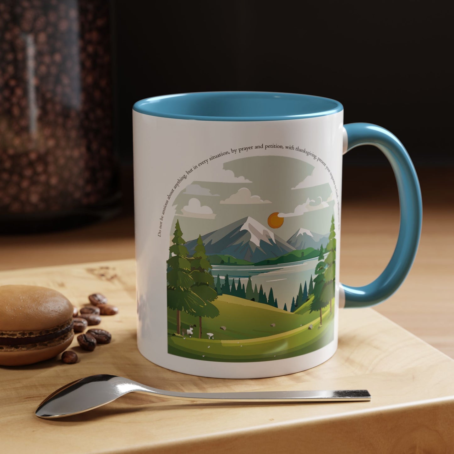 Taza de café inspiradora de naturaleza: perfecta para amantes de las actividades al aire libre y motivación matutina.