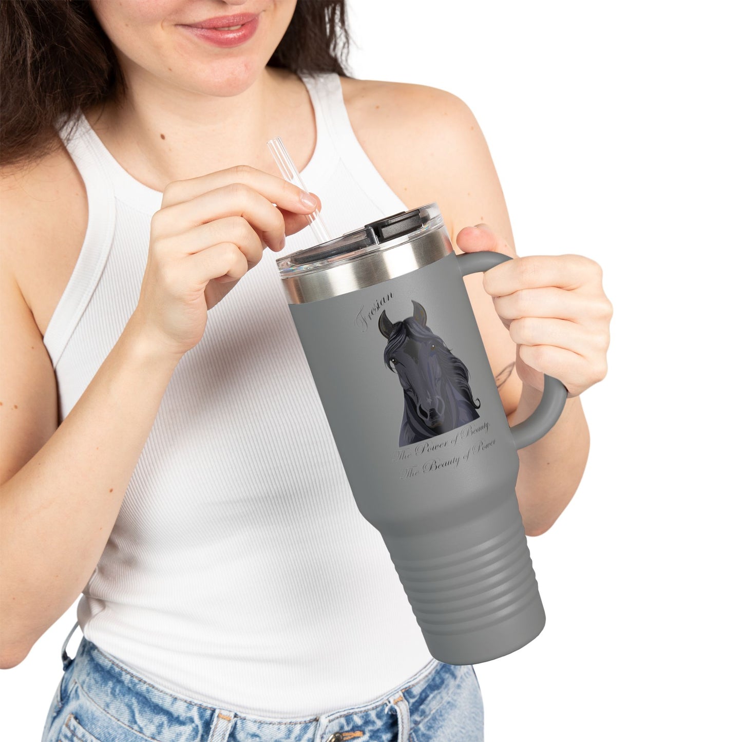 Fresian Elegant Horse Insulated Travel Mug - 40oz