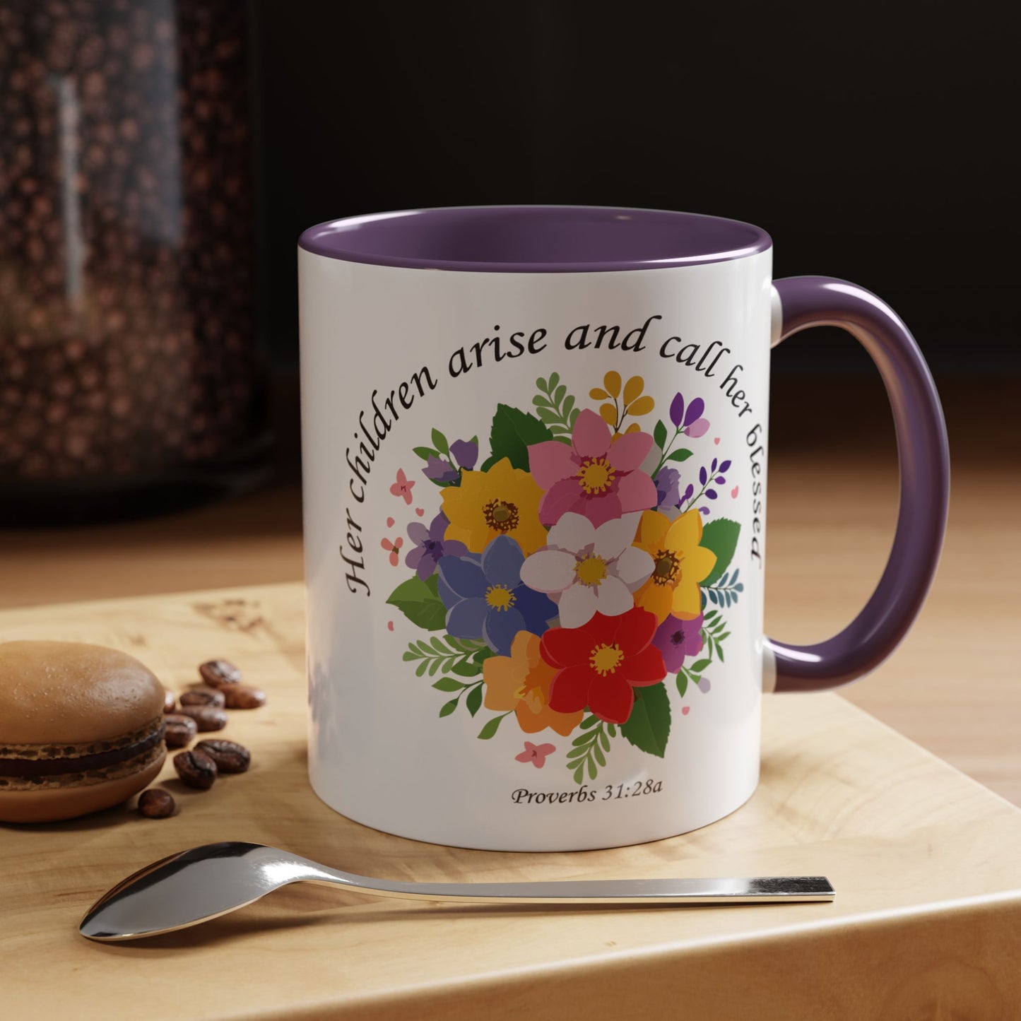 Floral Inspirational Coffee Mug - 'Her Children Arise and Call Her Blessed' - Perfect Gift for Moms