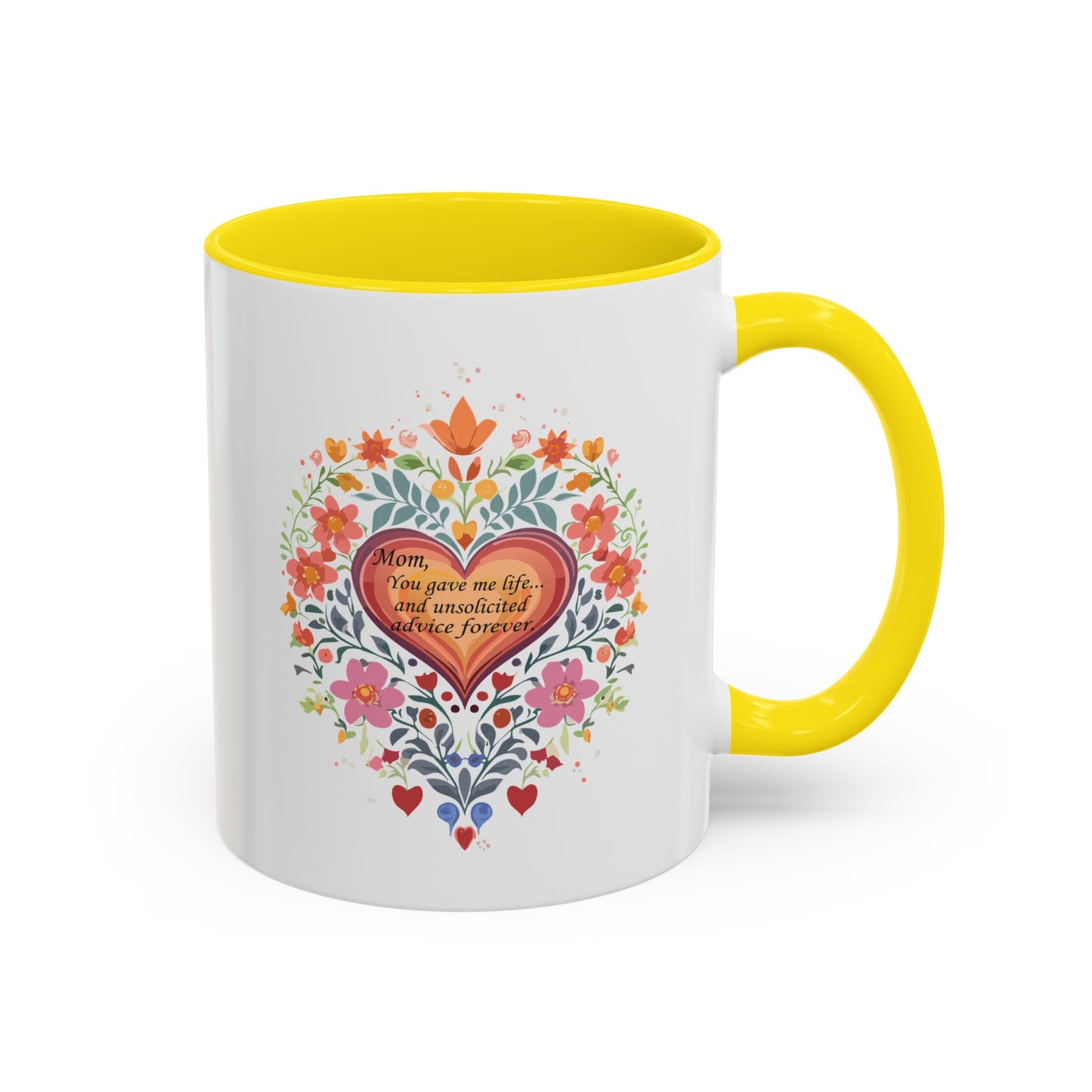 Mom Appreciation Heart Coffee Mug | Floral Design | 11 & 15oz Accent Mug