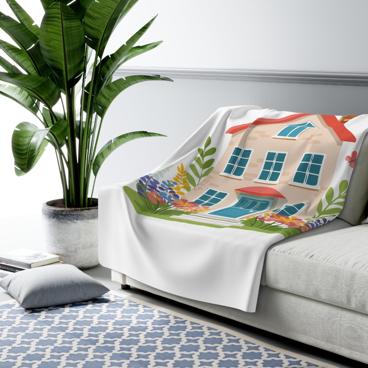 Cozy Sherpa Fleece Blanket - 'Home is Where Mom Is'