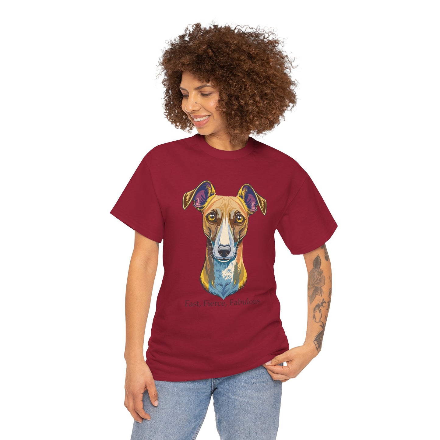 Whippet - Camiseta unisex de algodón grueso, rápida, feroz y fabulosa