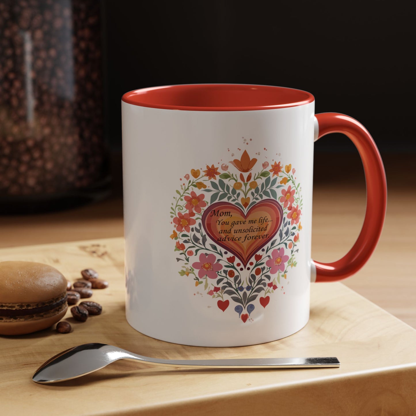 Mom Appreciation Heart Coffee Mug | Floral Design | 11 & 15oz Accent Mug