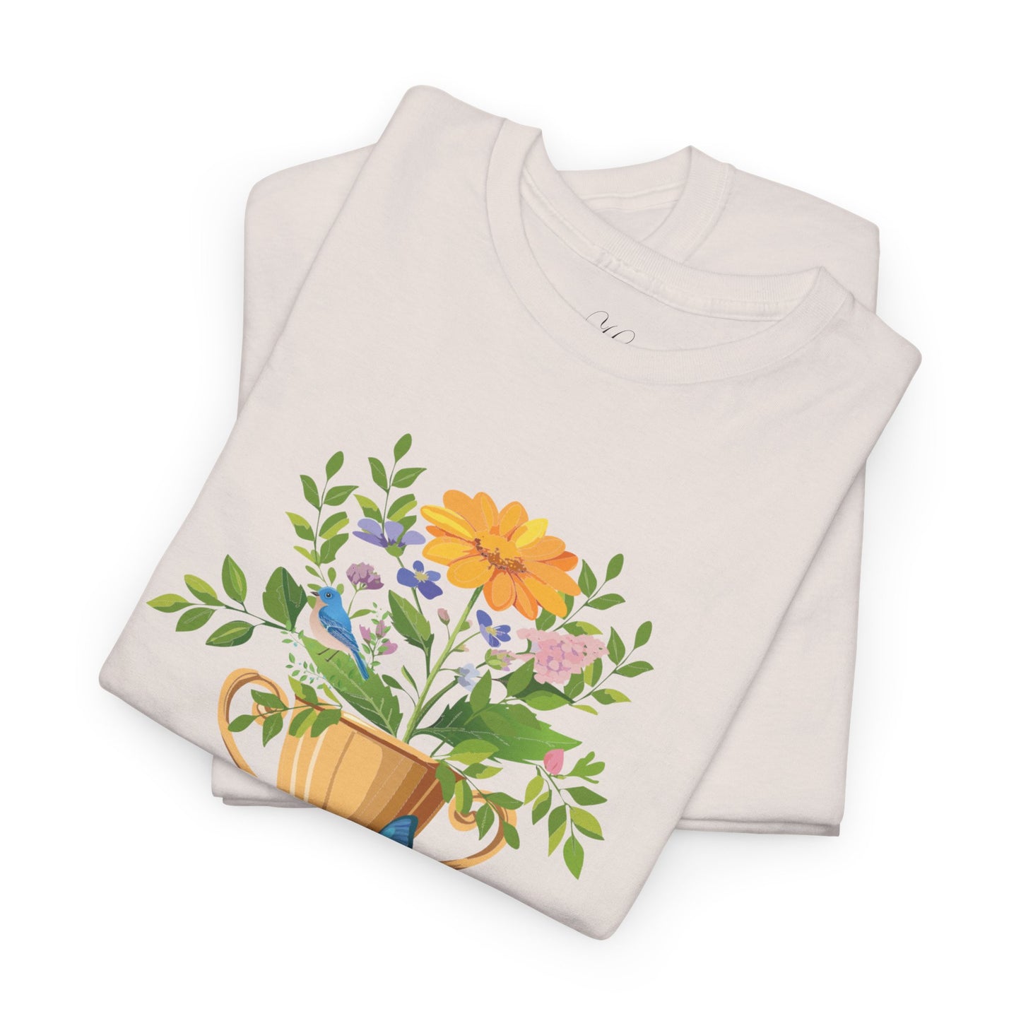 Floral Trophy for Mom Unisex Heavy Cotton Tee - Celebrating Achievement with Butterflies