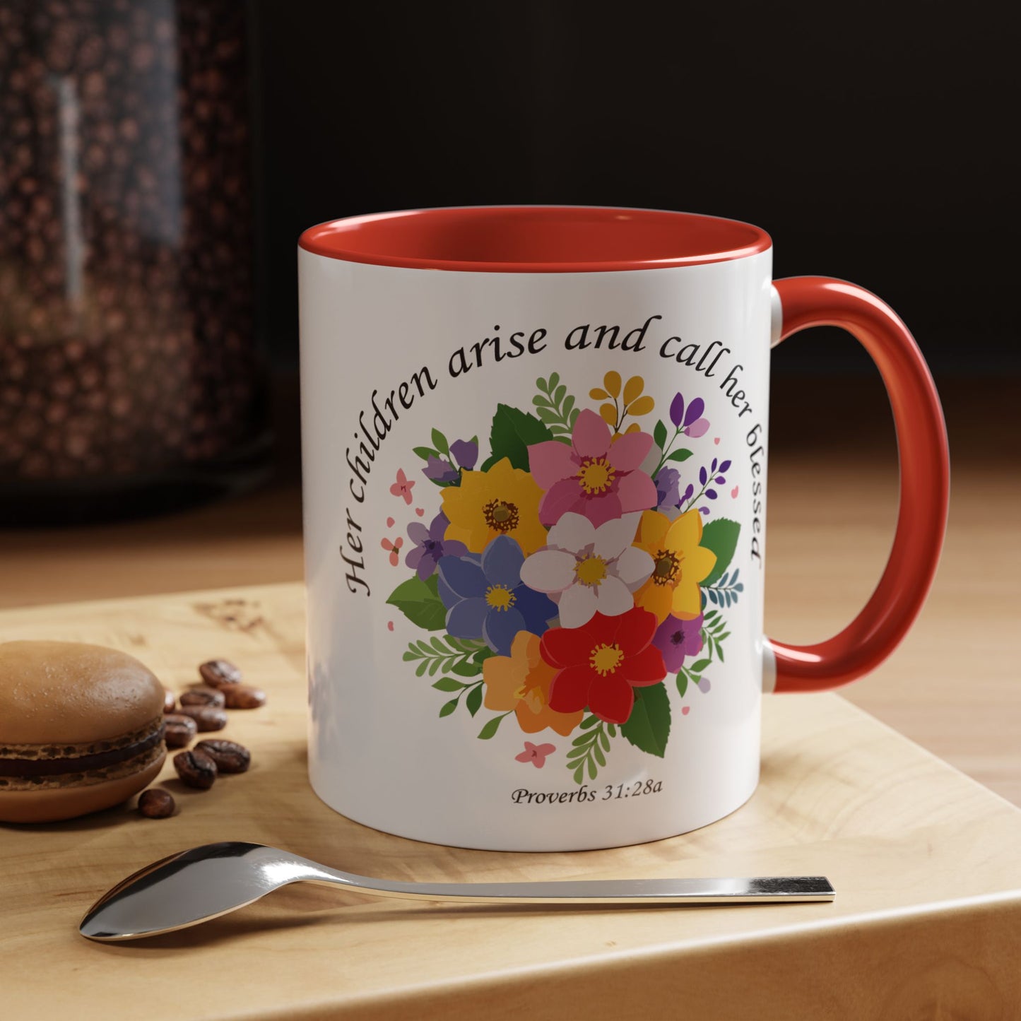 Floral Inspirational Coffee Mug - 'Her Children Arise and Call Her Blessed' - Perfect Gift for Moms