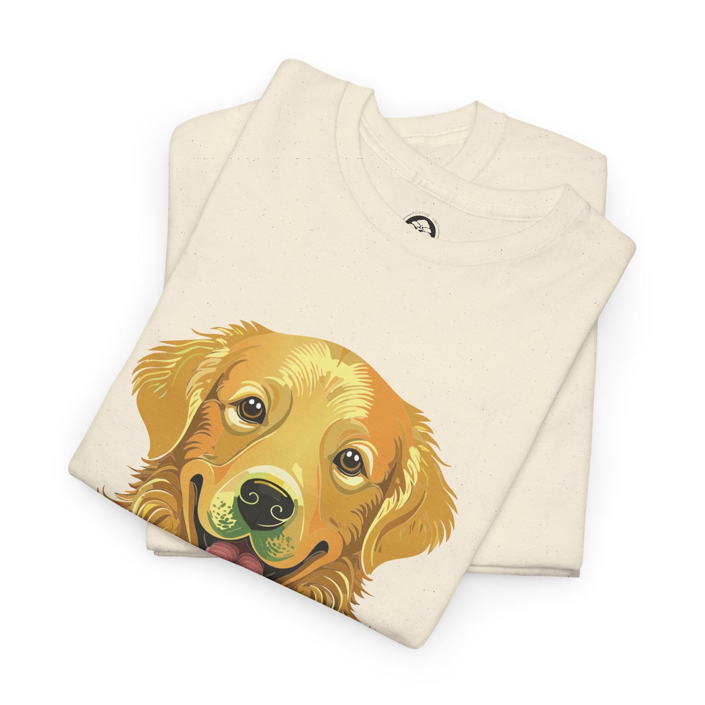 Golden Retriever - Camiseta unisex de algodón grueso con sol y sonrisas doradas